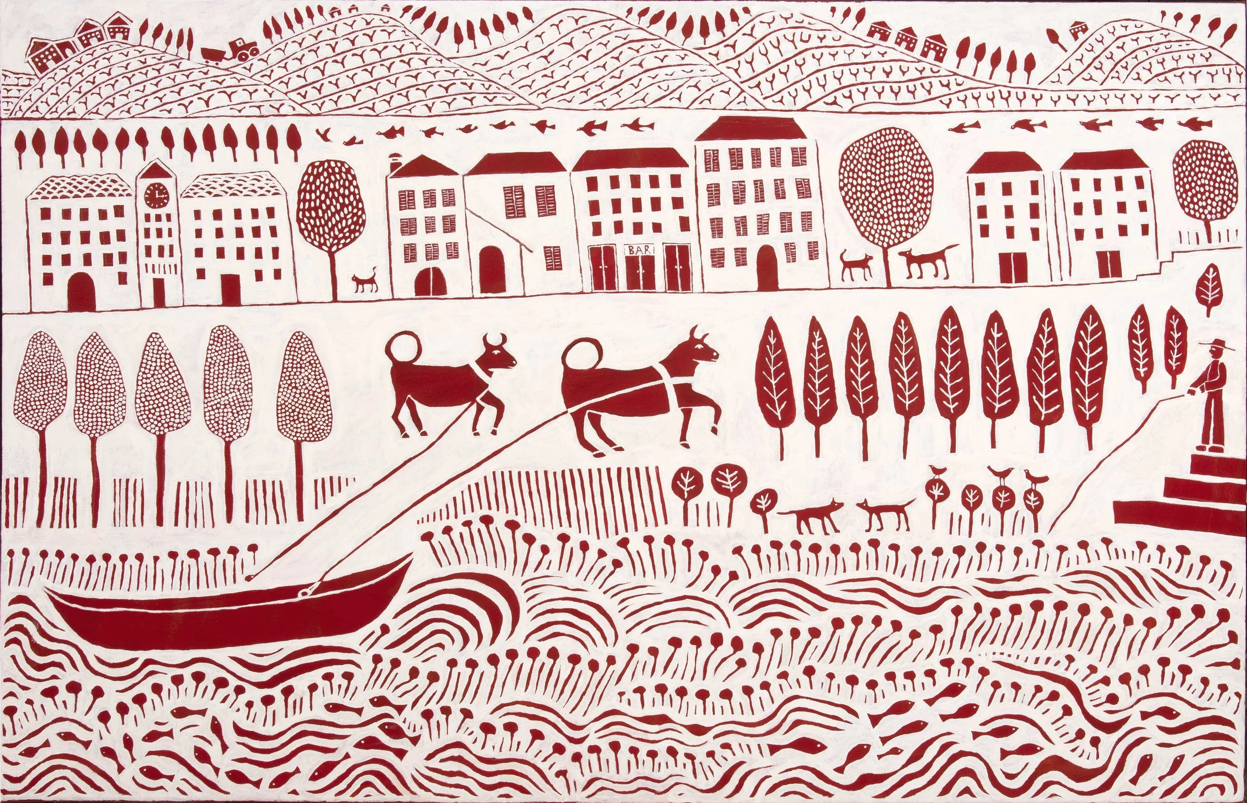   The Canal - hauling the harvest  2025 Acrylic on linen 122 × 153 cm 