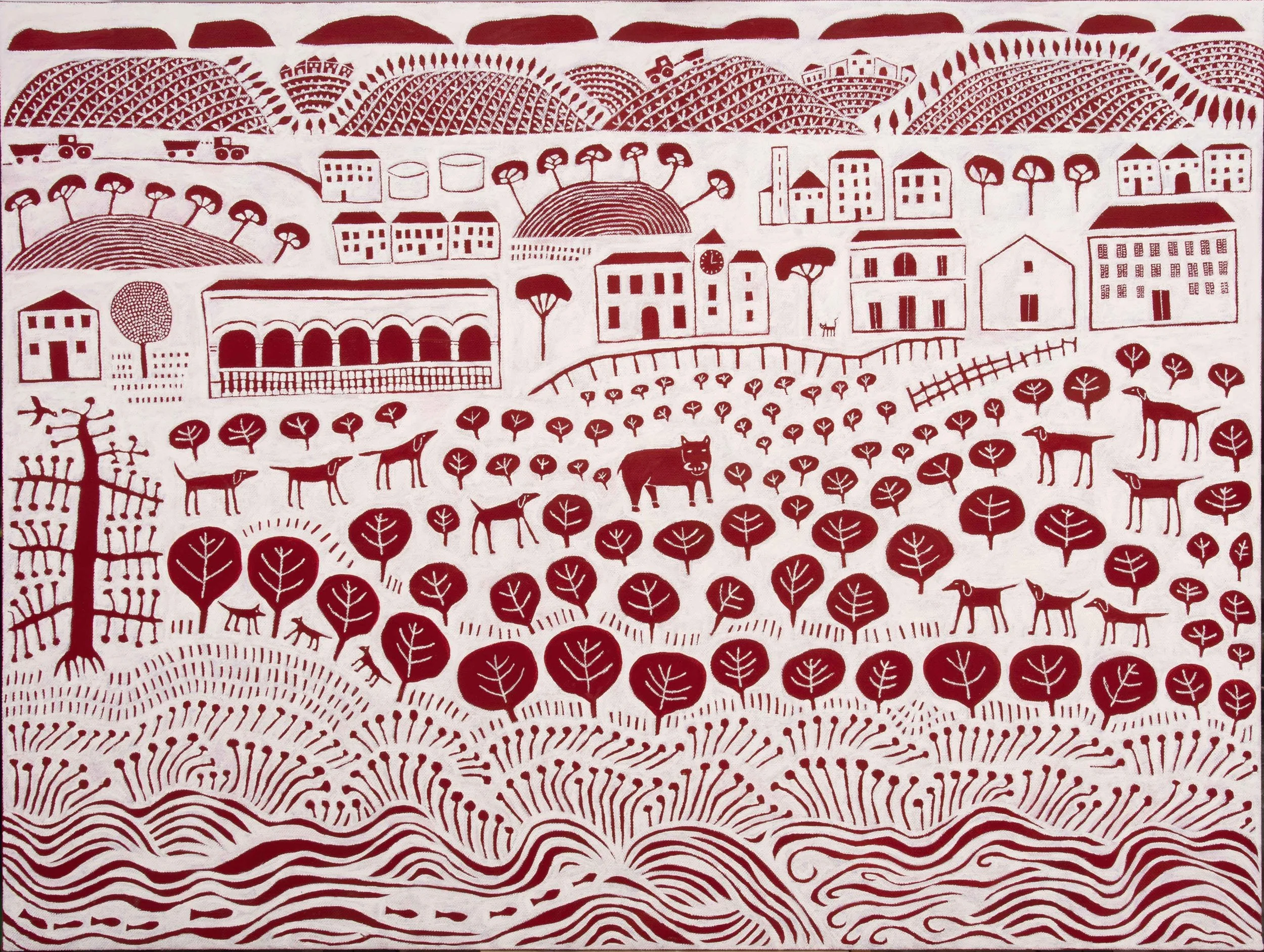   La Caccia - the hunt  2025 Acrylic on linen 150 × 200 cm 