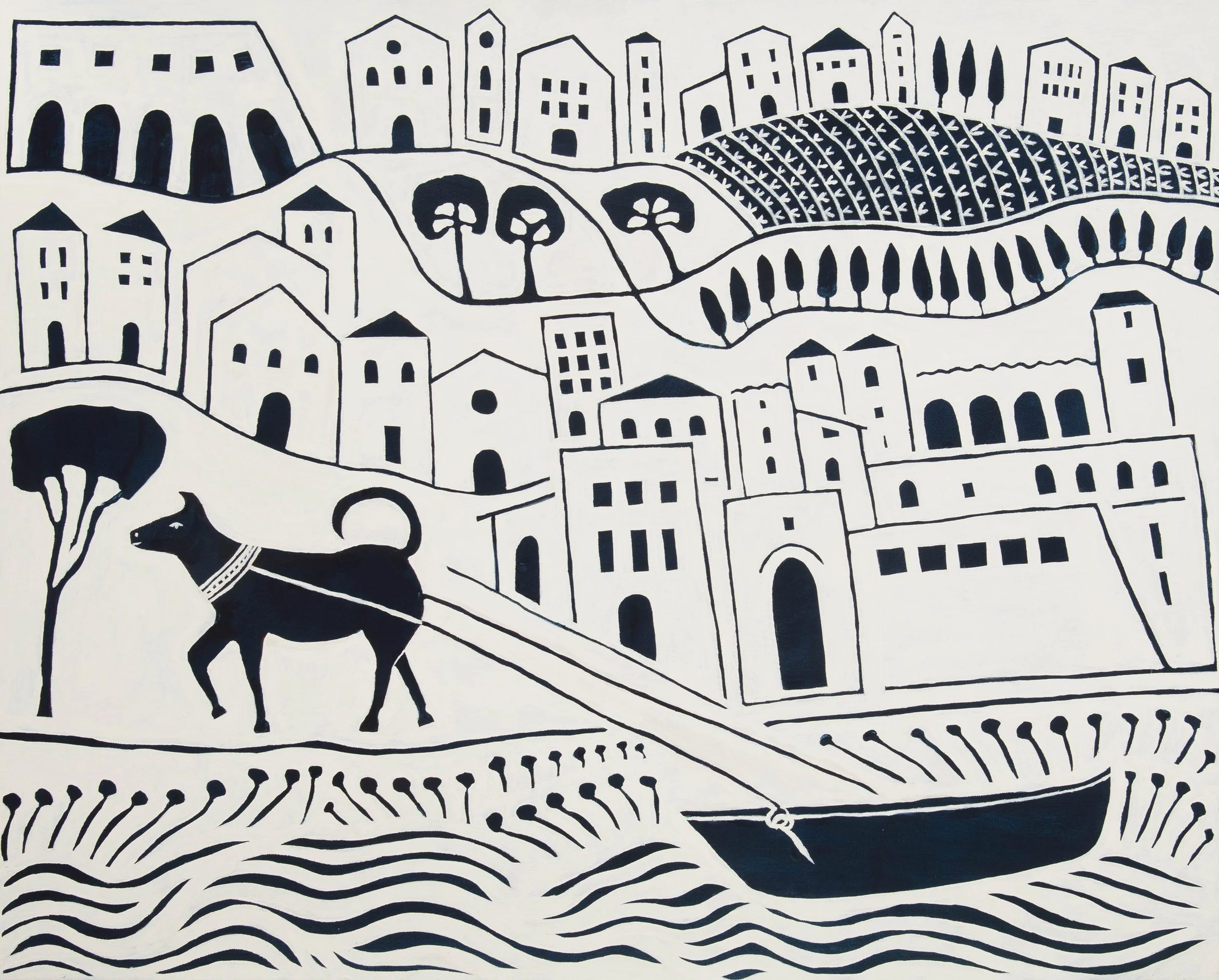   The Canal - hauling the harvest II  2025 Acrylic on linen 61.5 × 76 cm 