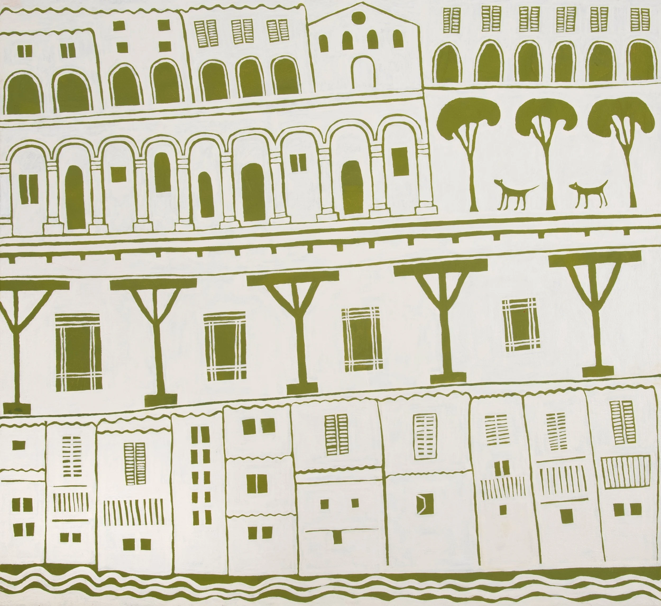   Bologna - La finistrella di Via Piella  2025 Acrylic on linen 92 × 100 cm 