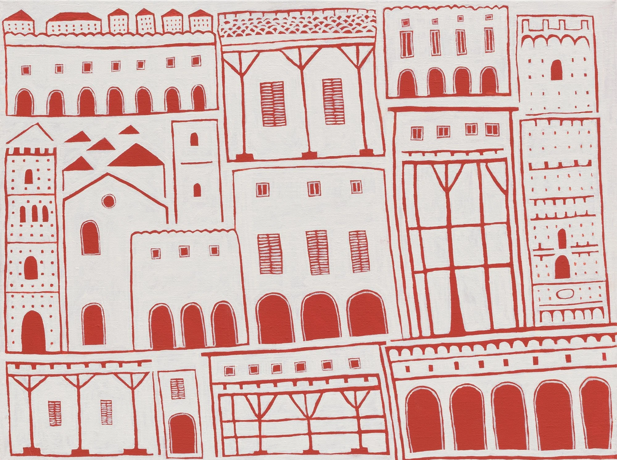   Bologna - Città Vecchia orange II   2026 Acrylic on linen 61 × 81 cm 