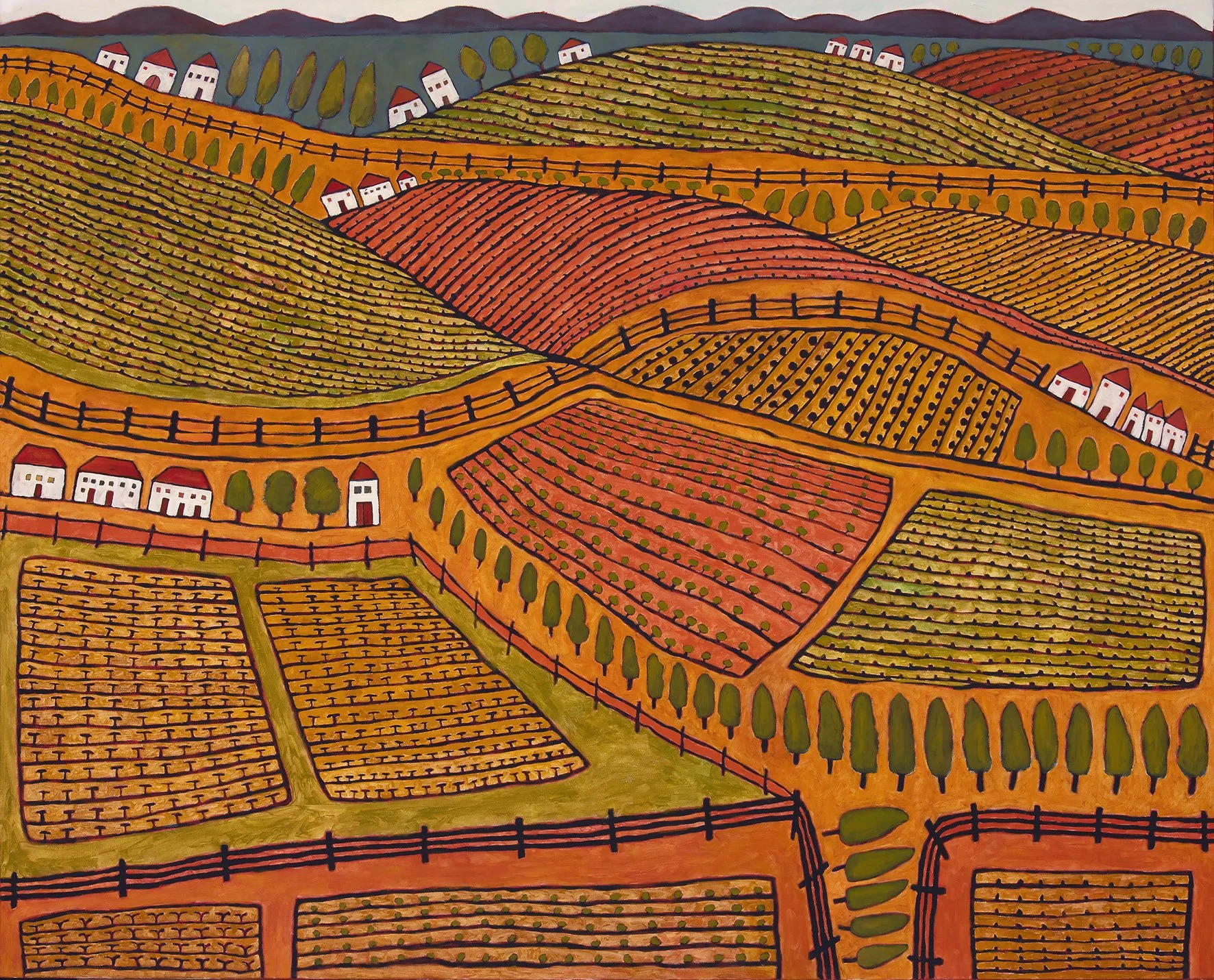   The vineyards of Madden’s Lane  2026 Acrylic on linen 122 × 152 cm  