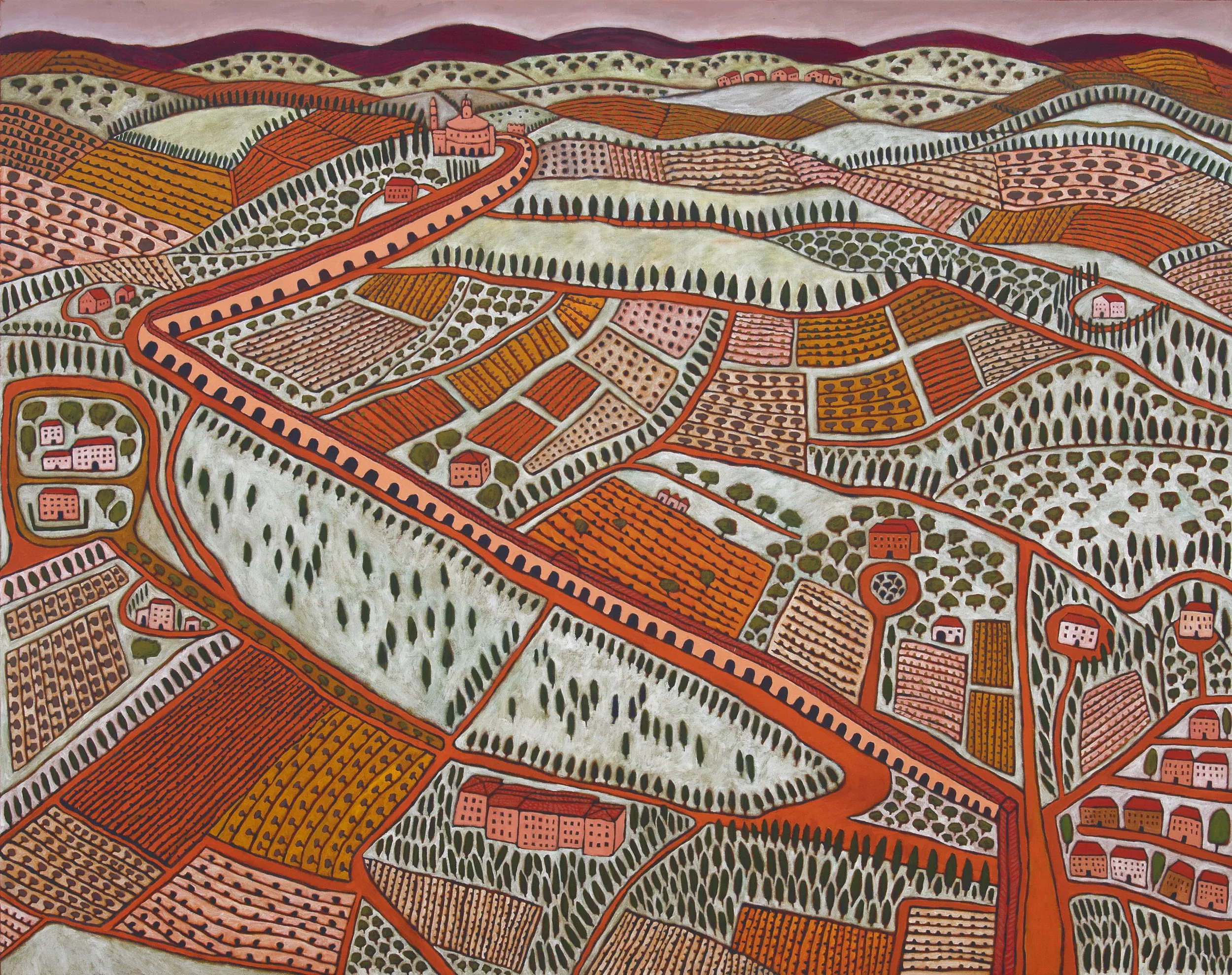   La Passeggiata a San Luca IV  2026 Acrylic on linen 122 × 153 cm    