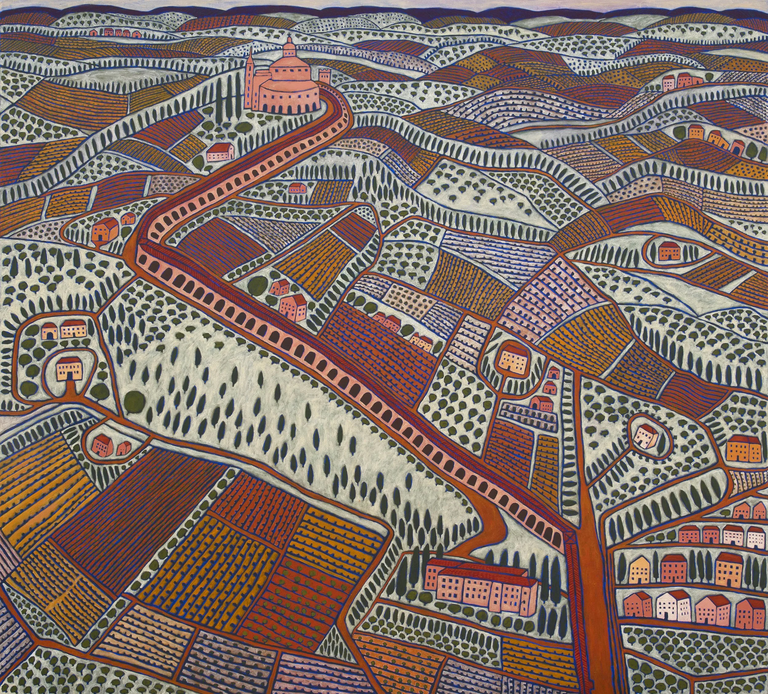   La Passeggiata a San Luca V  2026 Acrylic on linen 182 × 200 cm 