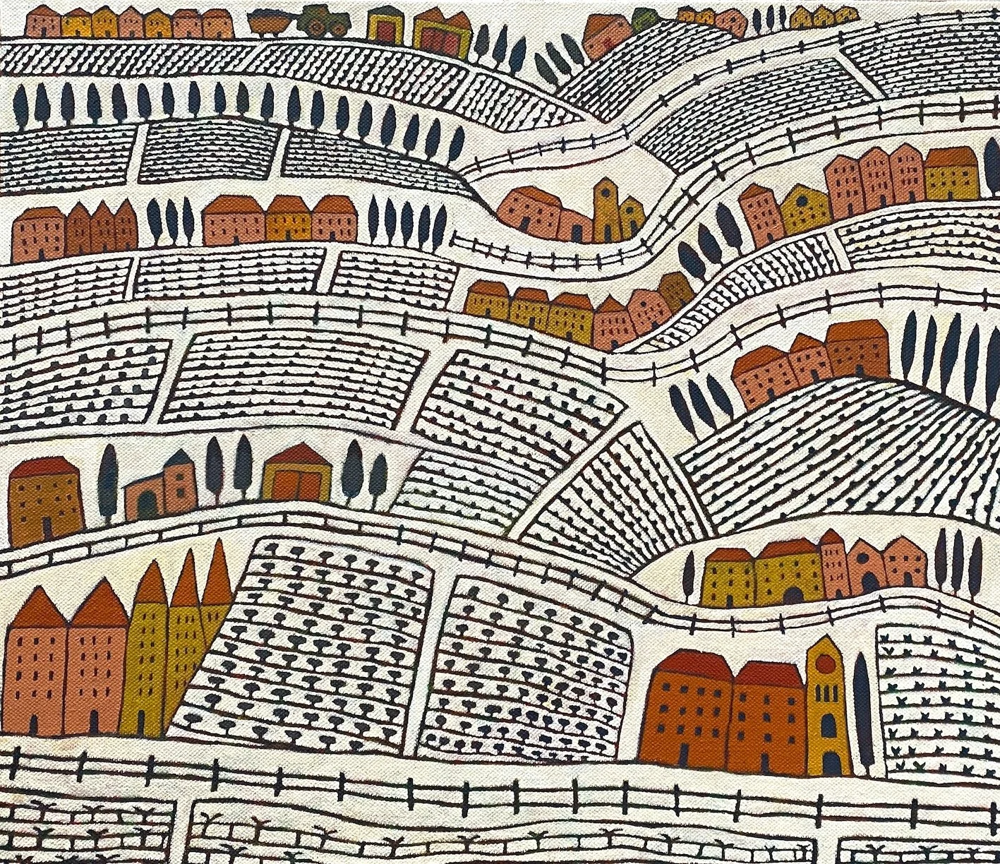   Up on the hill  2026 Acrylic on linen 92 X 107 CM   
