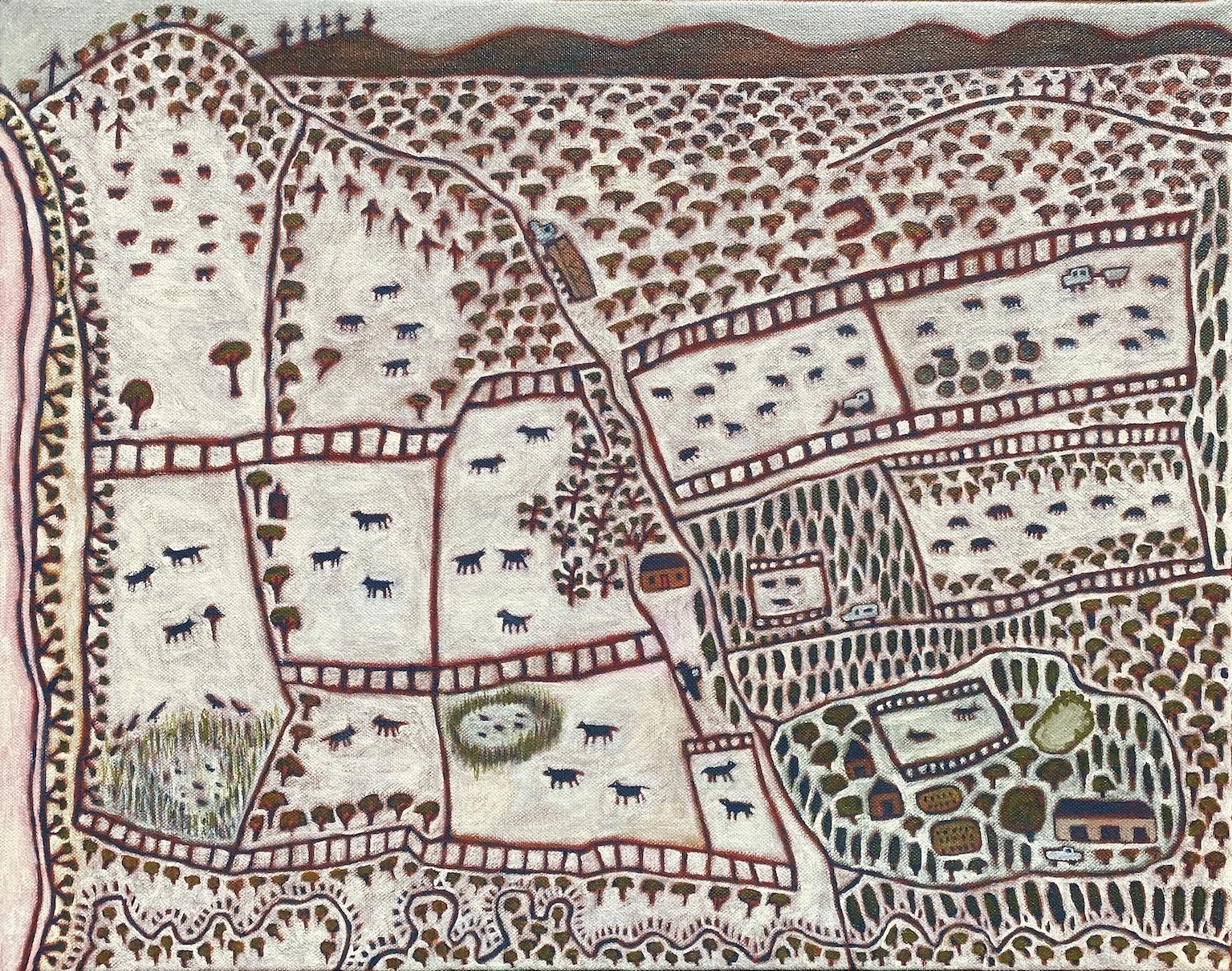   Lakelands - home  2026 Acrylic on linen 56 × 71 cm 