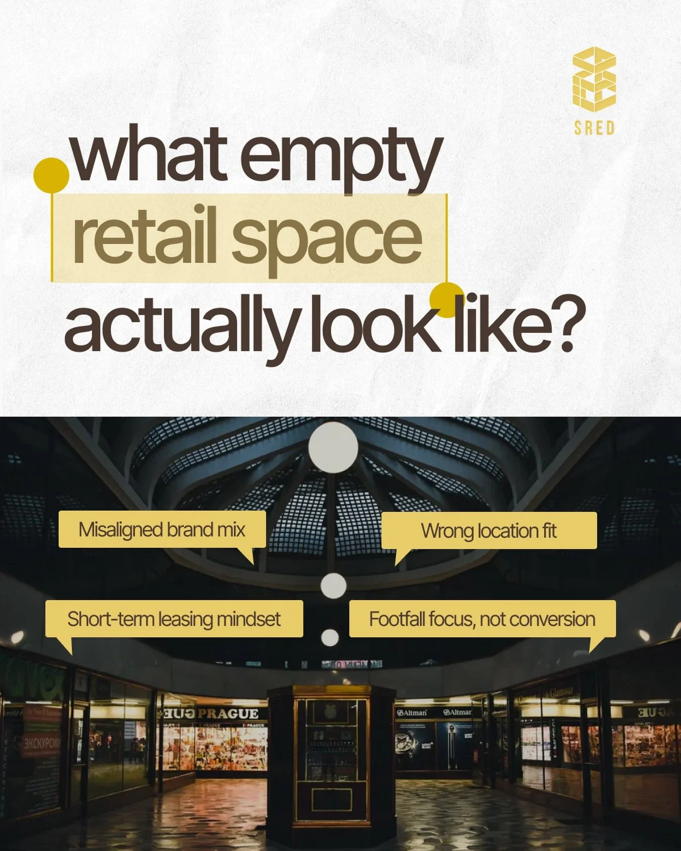 What does an empty retail space look like ..

Reason being:

Misaligned brand mix
Wrong location fit
Short-term leasing mindset
Footfall focus, not conversion

Follow SRED for more ! 
#SRED #retailspace #emptyretail #realestate