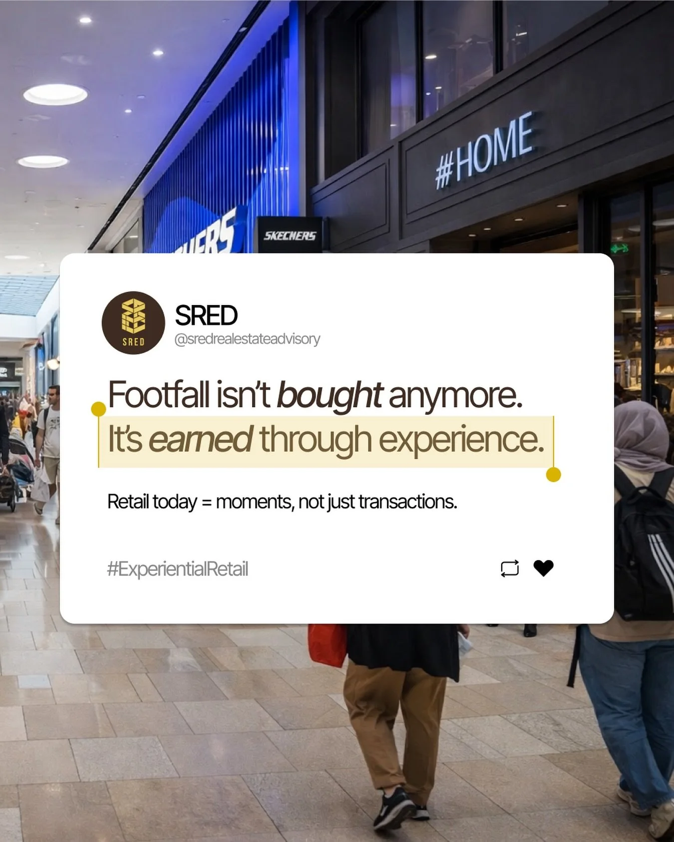 Footfall today isn&rsquo;t about budgets, it&rsquo;s about better experiences.
The brands winning retail are the ones turning spaces into stories, and visits into moments people want to repeat.

#ExperientialRetail #RetailTrends #ConsumerExperience #