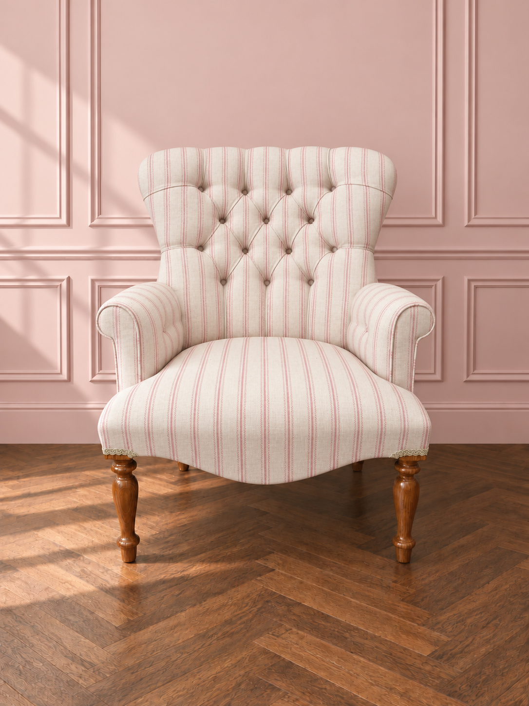 Blush Panelled Room with Striped Armchair.png