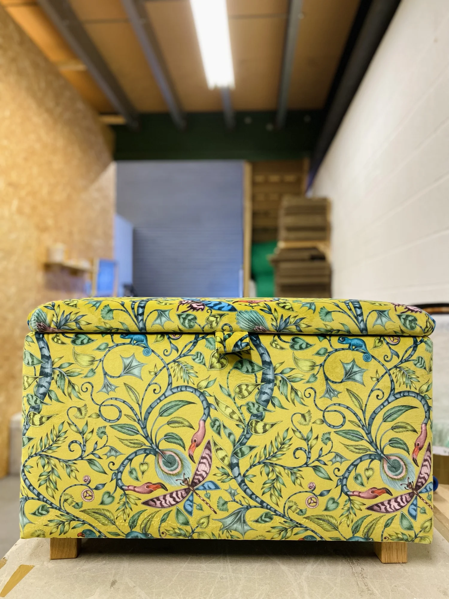 Ottoman in Meander — Sparrow & Plumb Furniture, Ottomans and Footstools