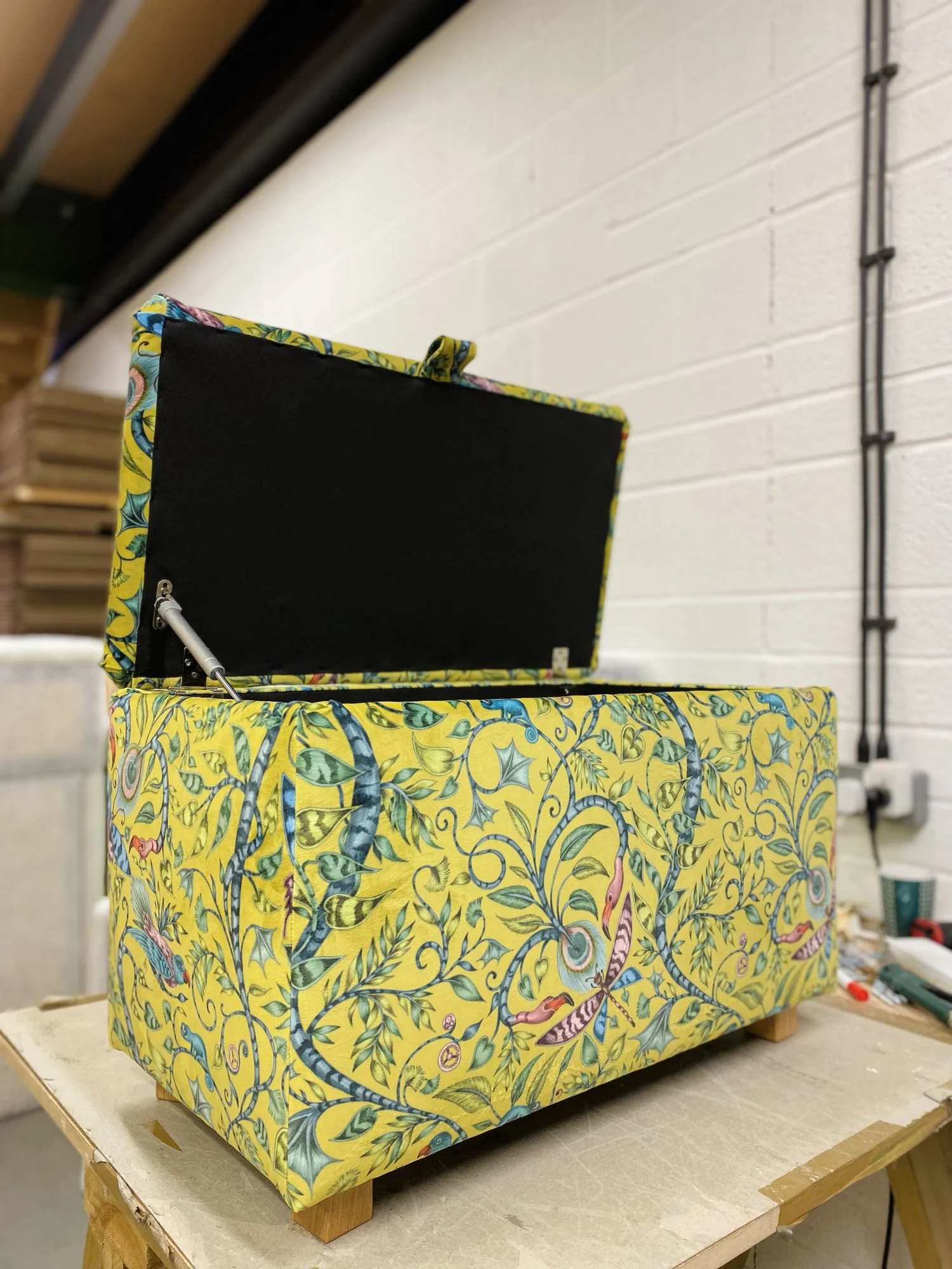 Ottoman in Meander — Sparrow & Plumb Furniture, Ottomans and Footstools