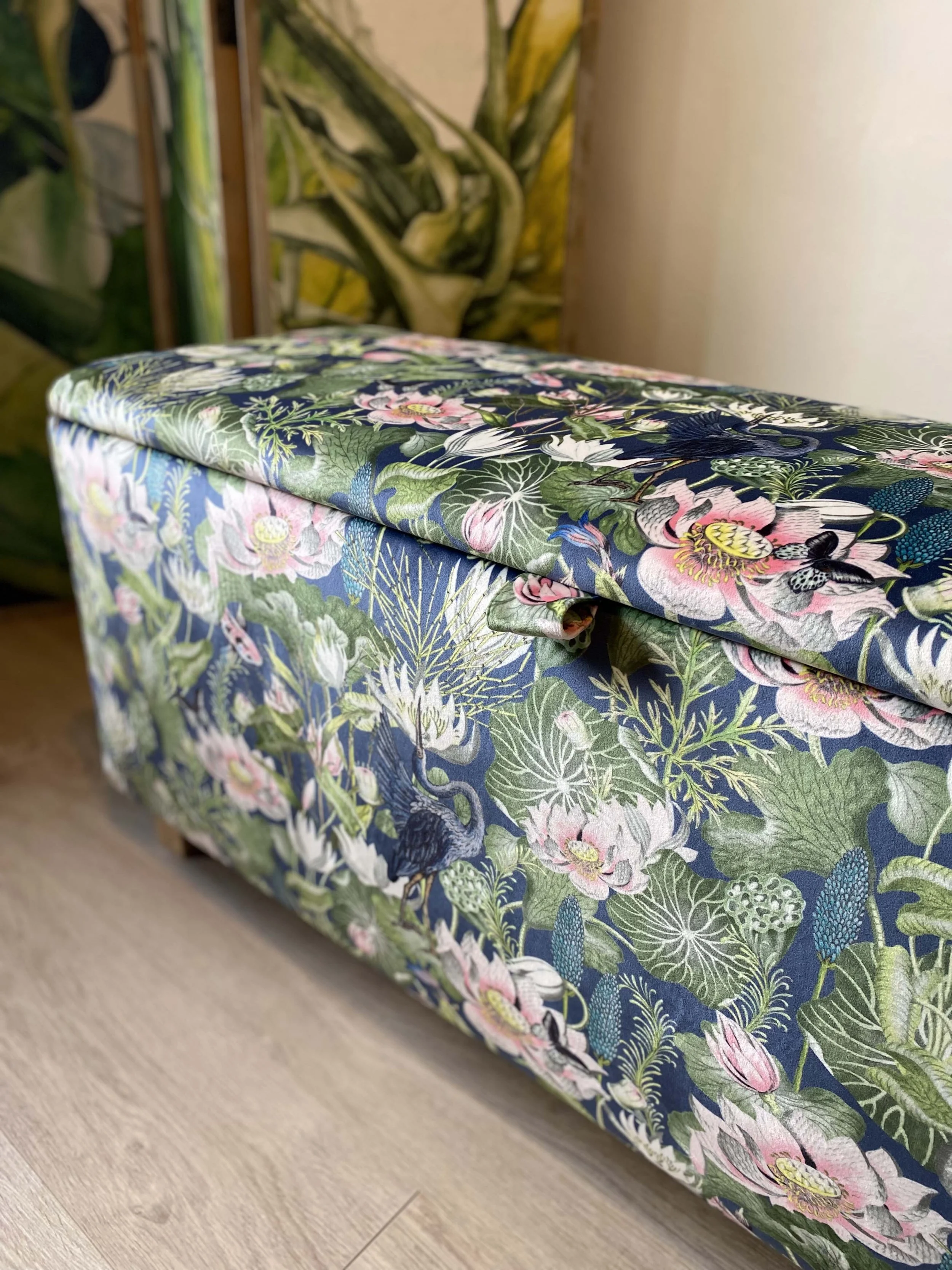 Ottoman in Linwood Arboreal Cerise — Sparrow & Plumb Furniture ...