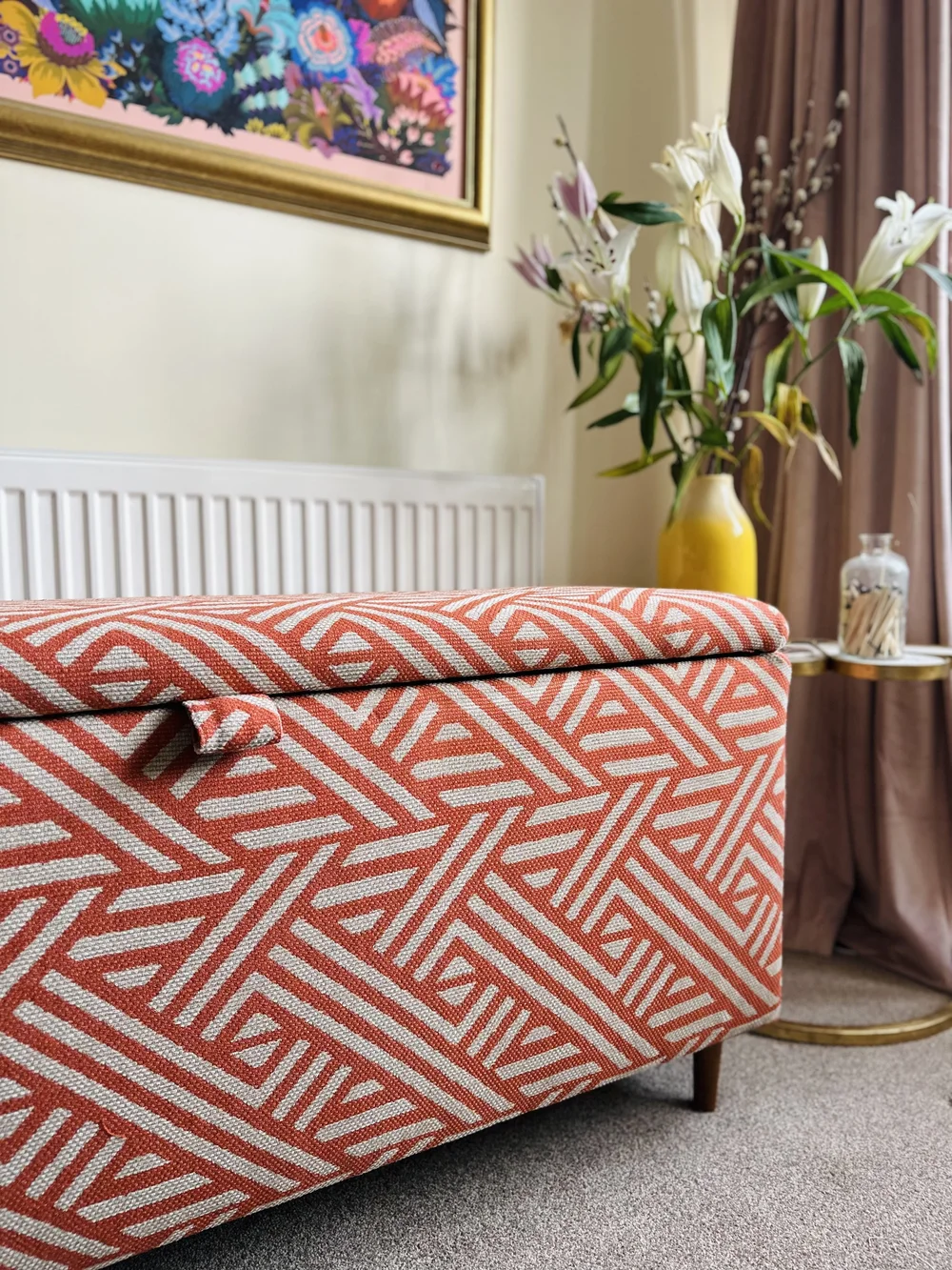 Coffee Table Footstool with Storage in Pampas Weave — Sparrow & Plumb ...
