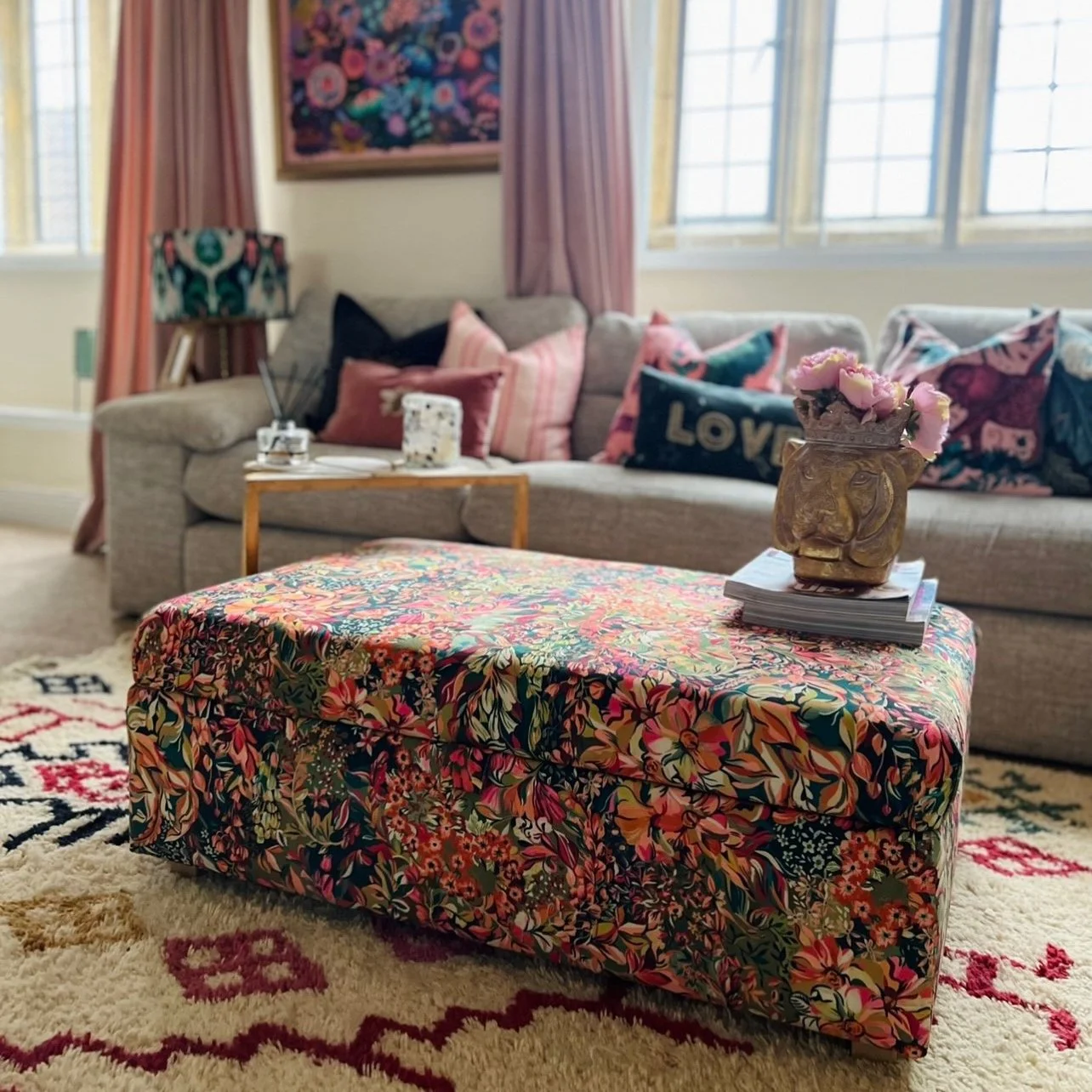 Dressing Table Pouffe in William Morris Willow Bough — Sparrow & Plumb ...