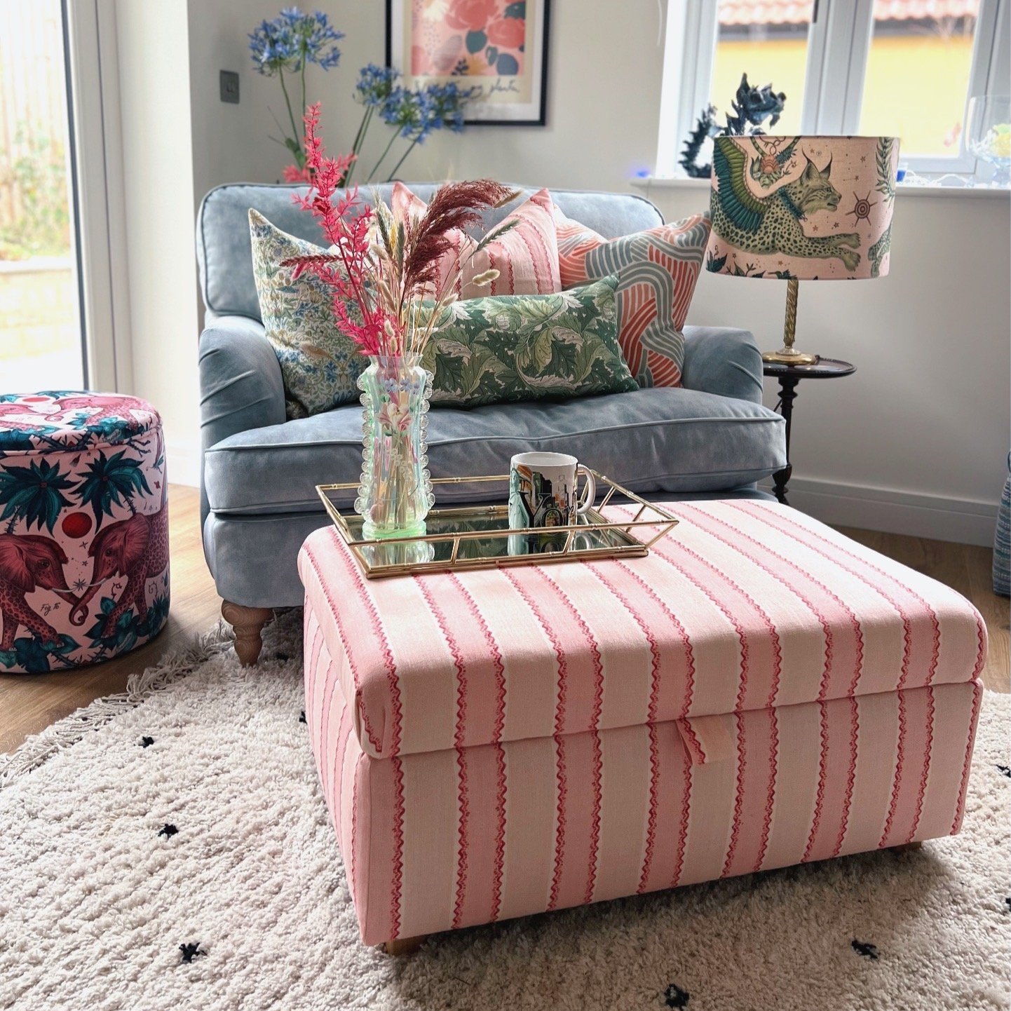Dressing Table Pouffe in William Morris Willow Bough — Sparrow & Plumb ...