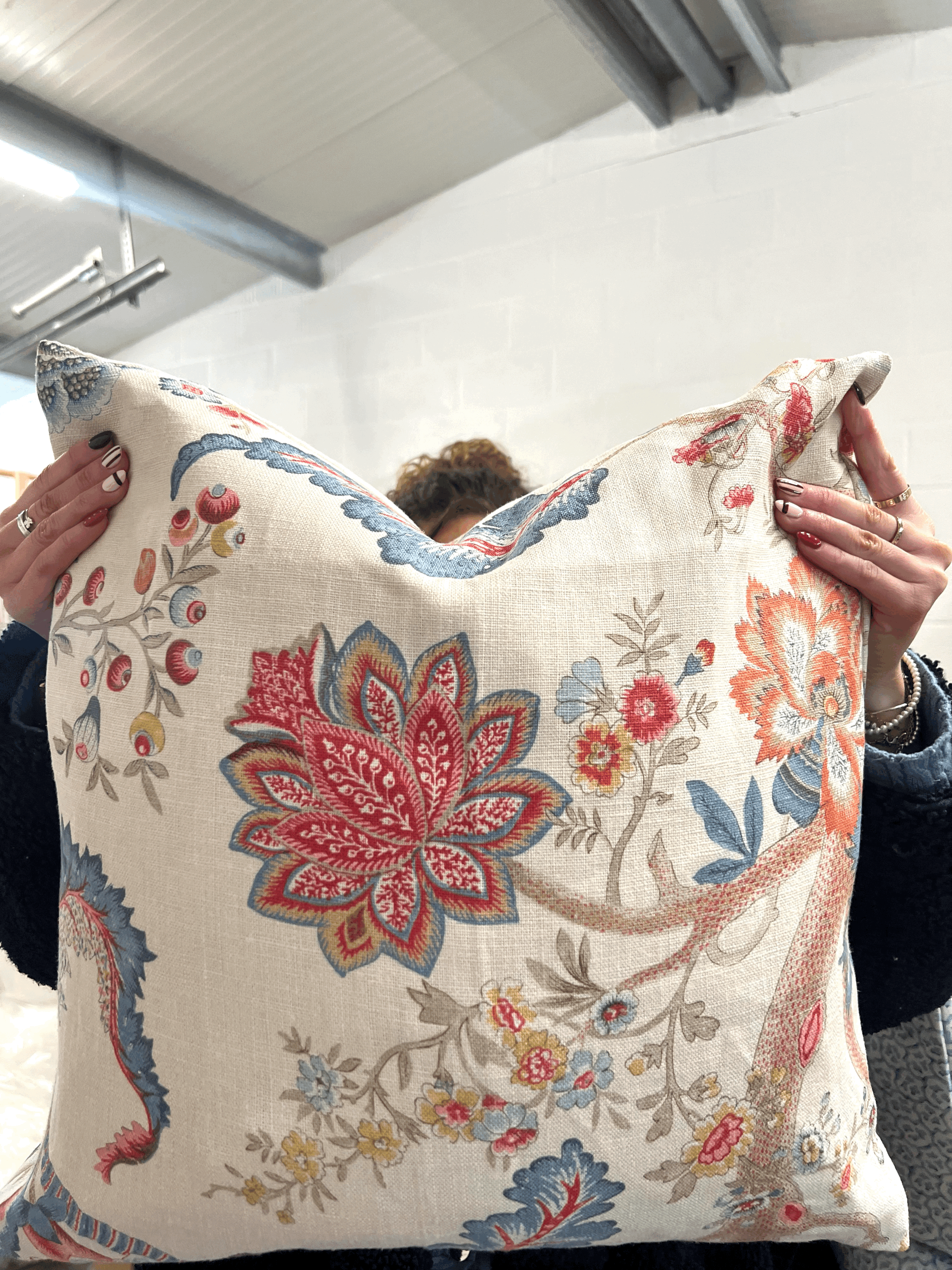 Square Scatter Cushion in Linwood Kitty Indian Summer