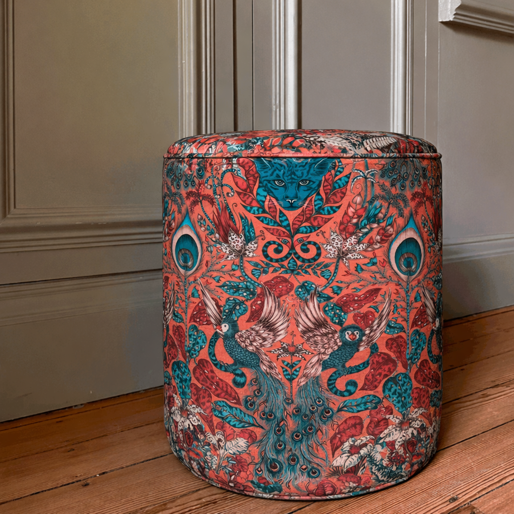 Dressing Table Pouffe in Emma Shipley Amazon Red Velvet