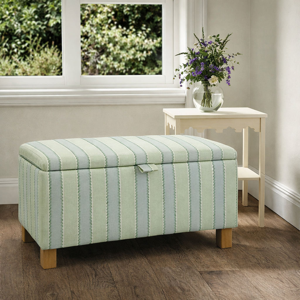 Ottoman in Linwood Croquet Peppermint