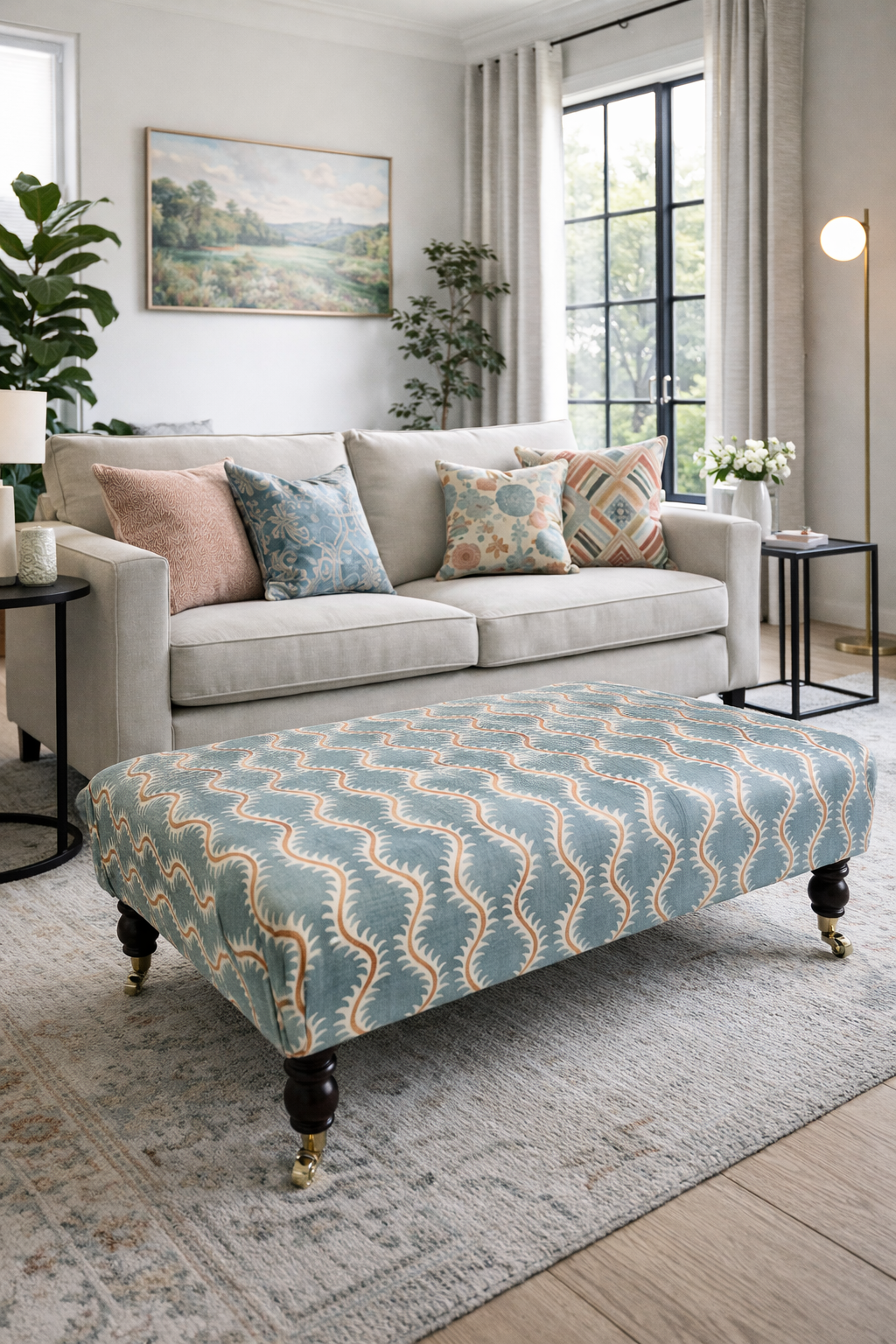 Coffee Table Footstool in Linwood Helter Skelter