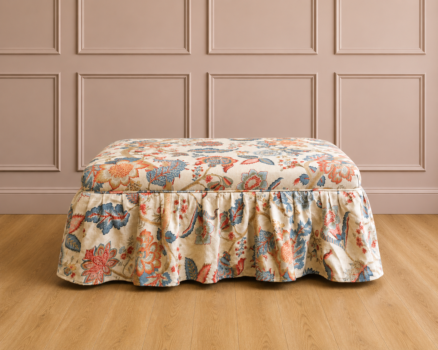 NEW Frilly Footstool in Linwood Kitty Indian Summer