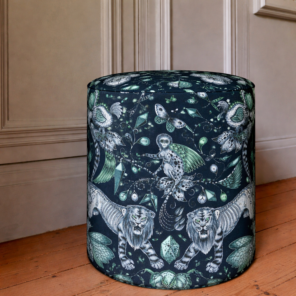 Dressing Table Pouffe in Emma Shipley Extinct Navy