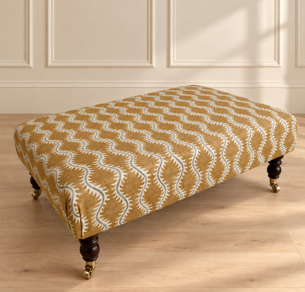 Ochre wavy upholstered footstool.png