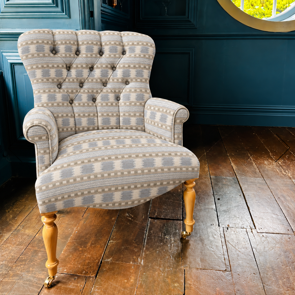 Statement Chair in James Hare Paxton Grey/Natural