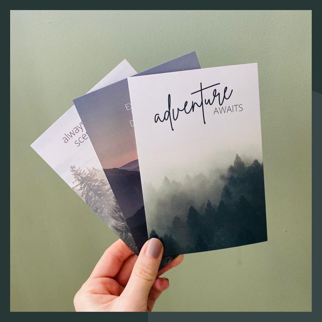 Adventure Awaits! ✨ 

Adventure postcards come in packs of 4, 8 or 12. The perfect gift to inspire your next adventure!

#adventure #adventureawaits #mymountainsandme #adventurequote #prints #wallprint #postcard #etsy #etsyuk #etsyuksellers #canva #d