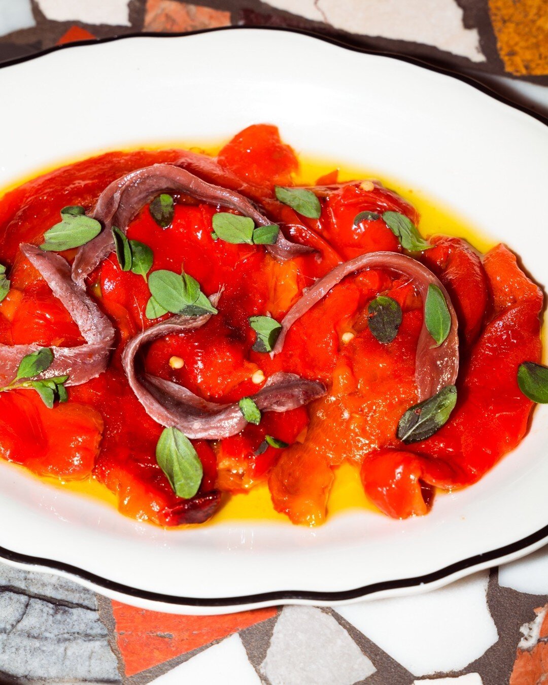 Anchovies, peppers, basil, in olio. Straight from Nonna's book.