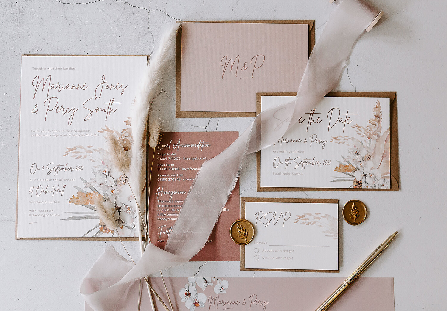 Modern Boho Wedding Invitation Suite