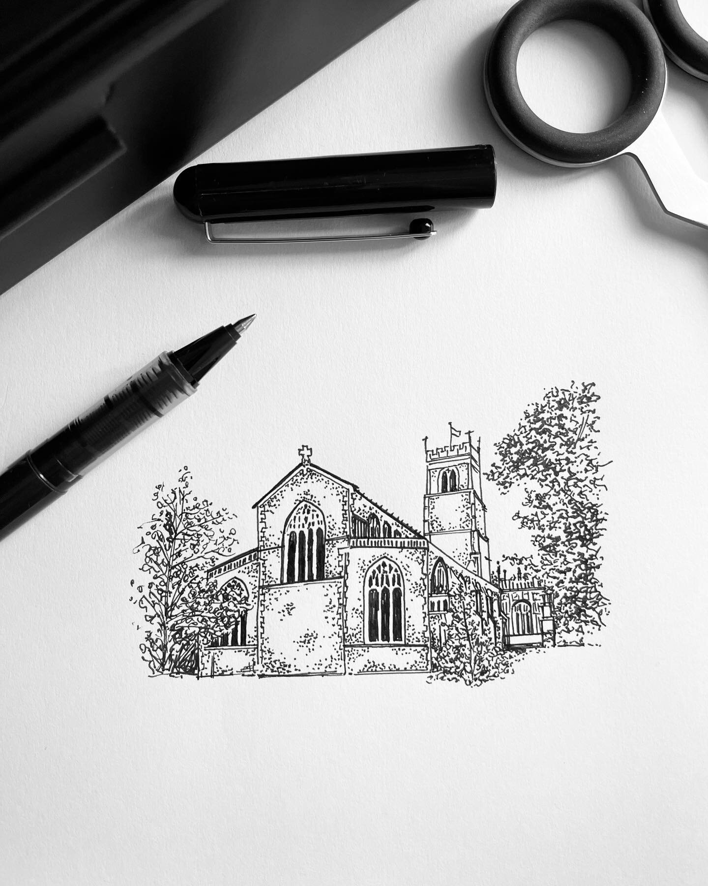 St Mary&rsquo;s Church Woodbridge ⛪️ It was nice to draw our beautiful local church, my youngest goes to a play group here 😌
&bull;
If you&rsquo;re getting married in a church it makes a lovely sketch for your invitations, but you can also use it on