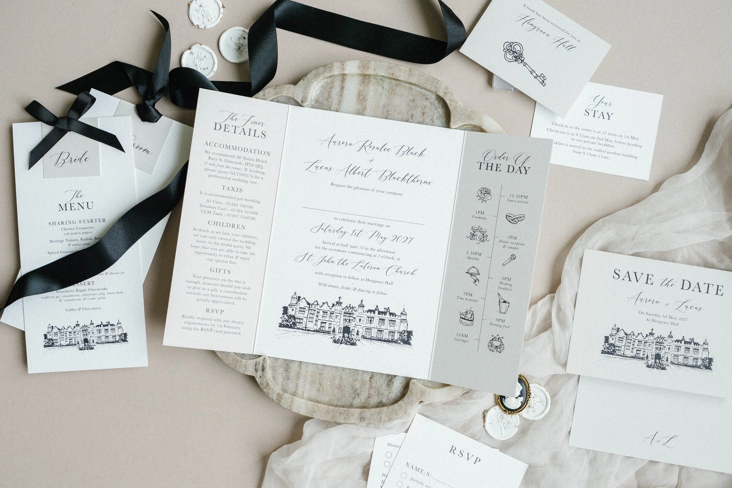 Polly Pickle Aurora Wedding Gatefold Invitation Suite