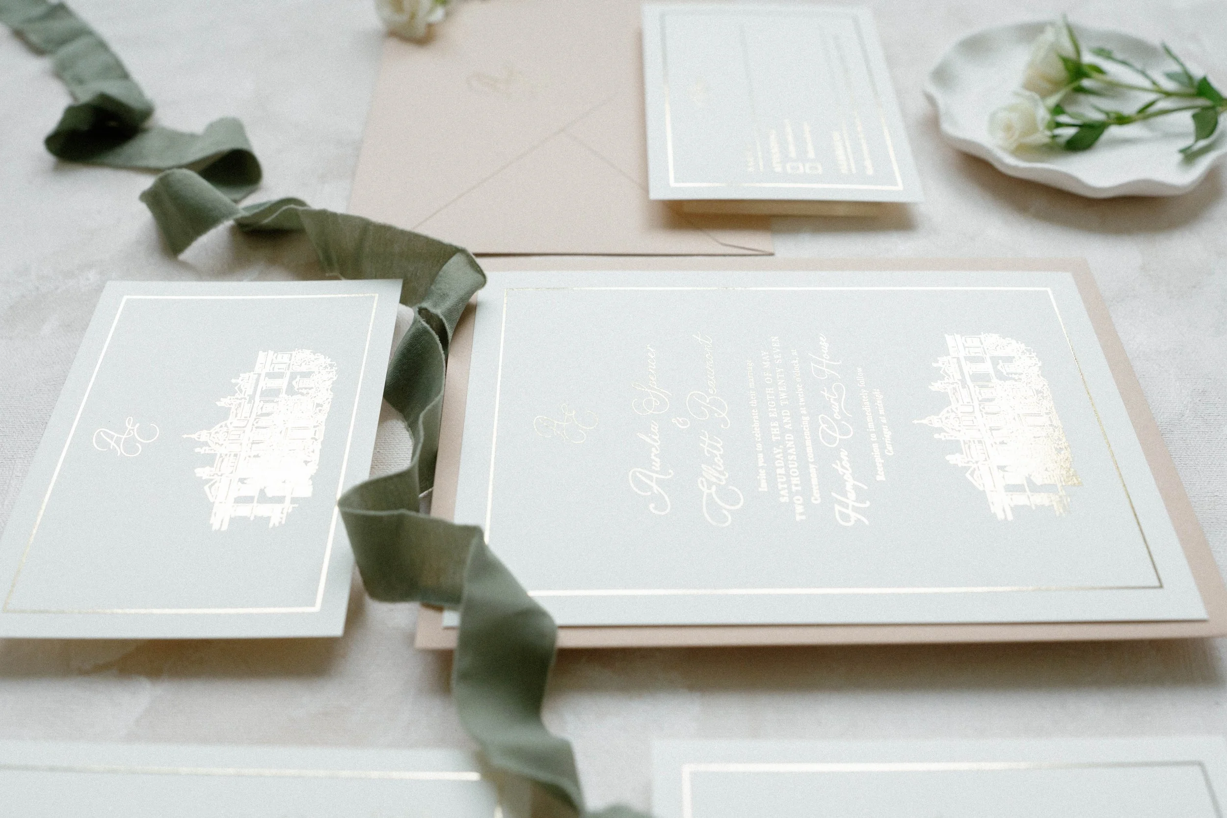 Polly Pickle Aurelia Gold Foil Wedding Invitation Suite