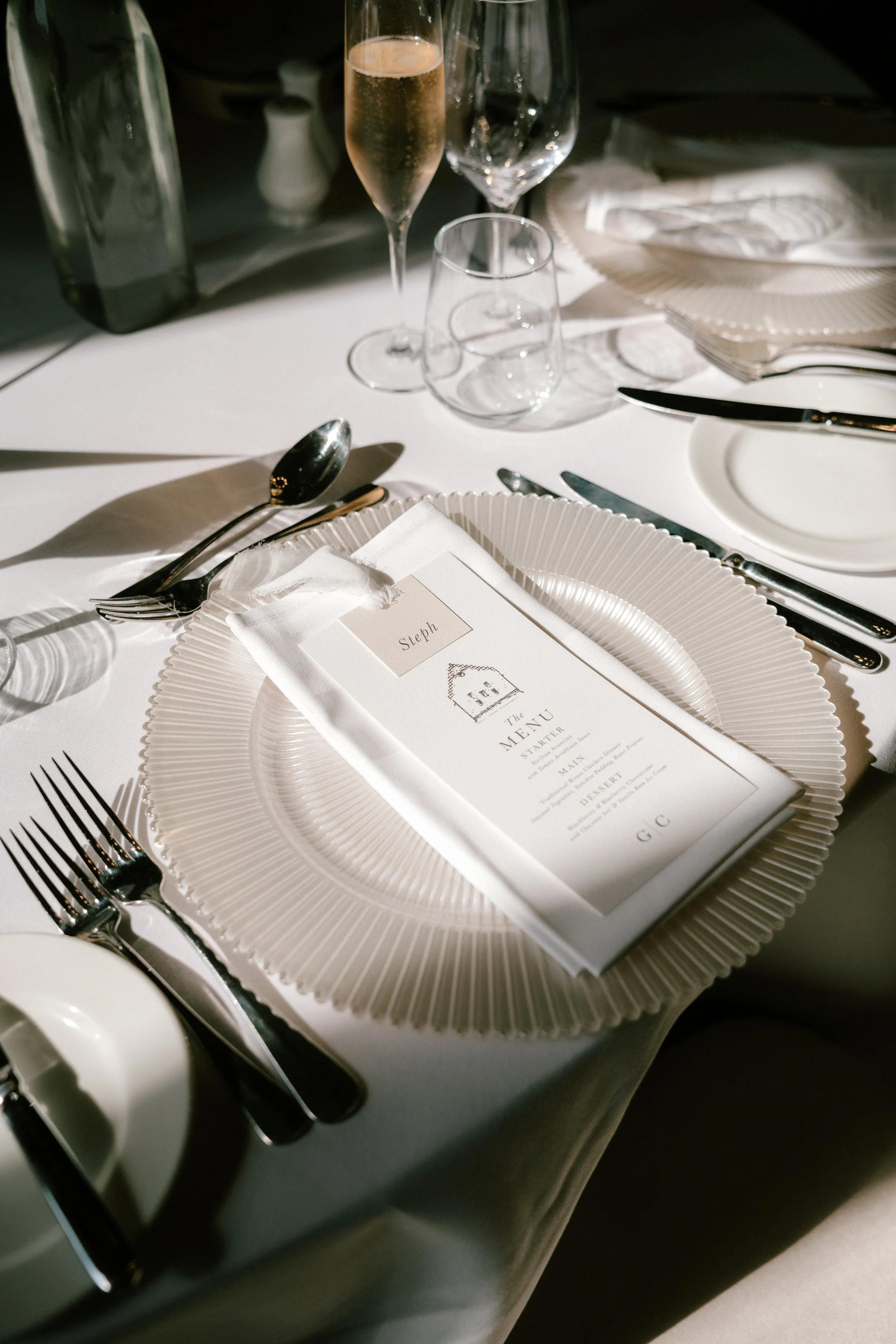 Polly Pickle Evelyn Wedding Place Setting Menu and Name Tag