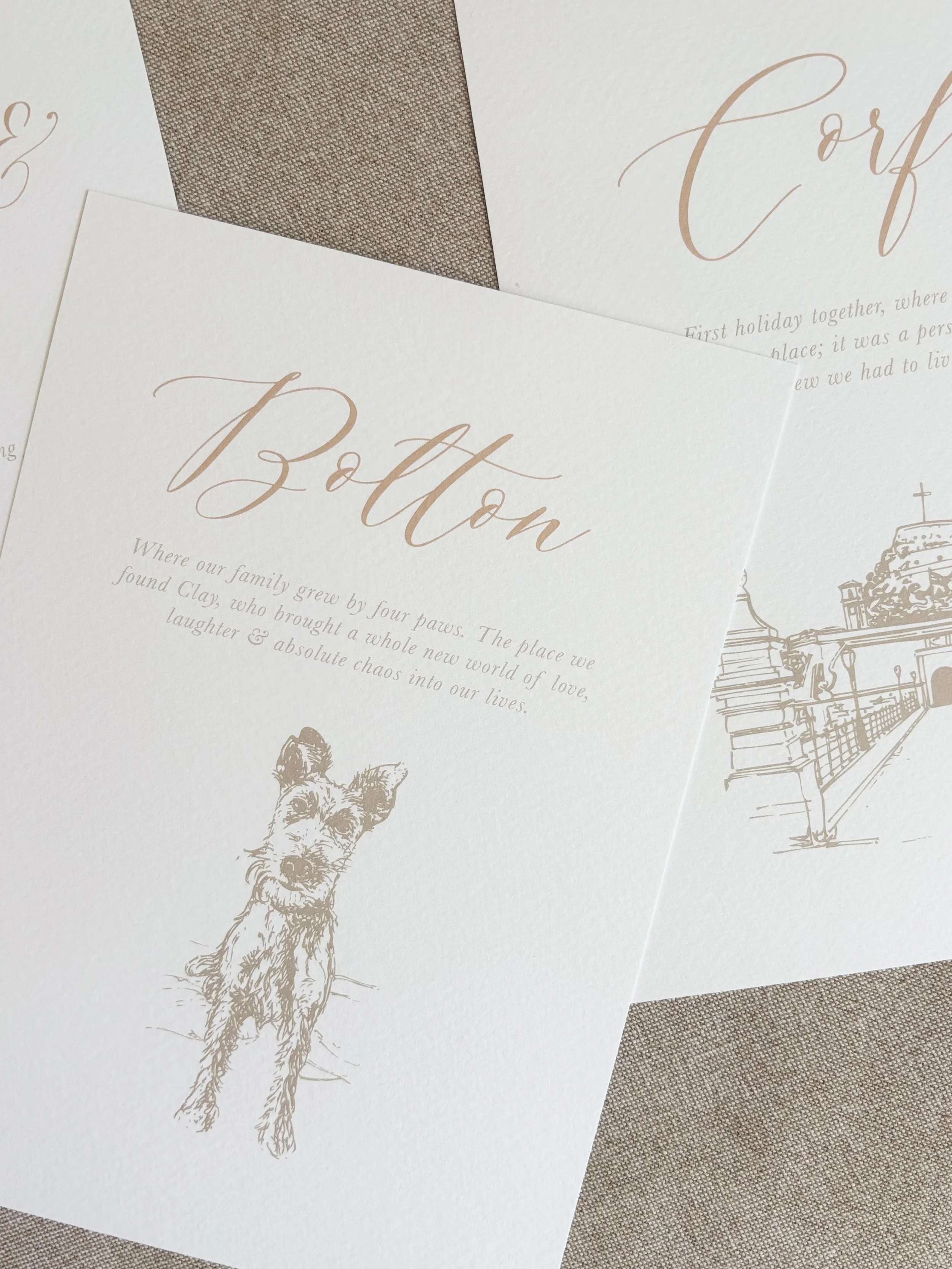 Polly Pickle Bespoke Wedding Table Name with Illustration