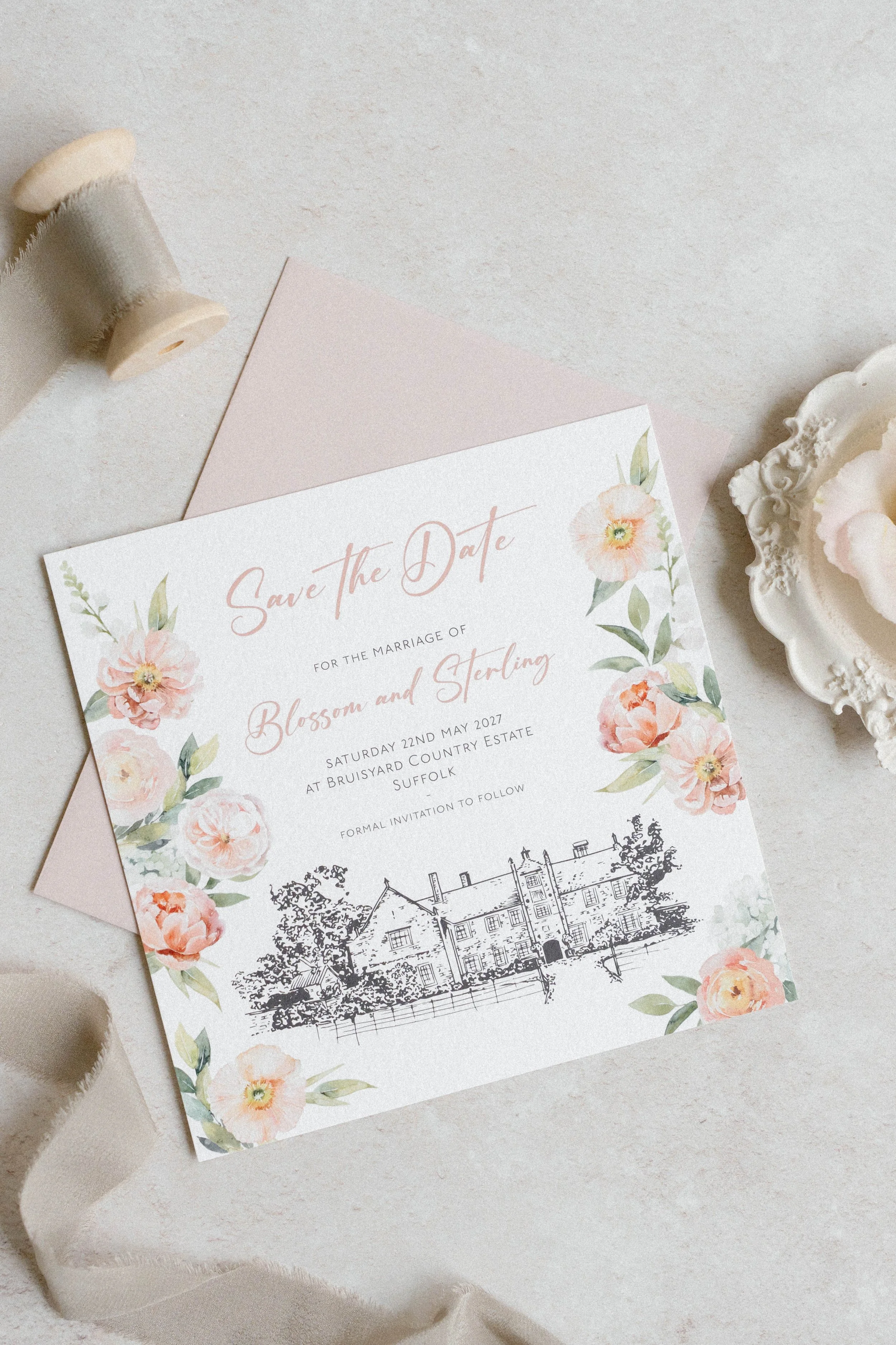 Polly Pickle Blossom Floral Save the Date