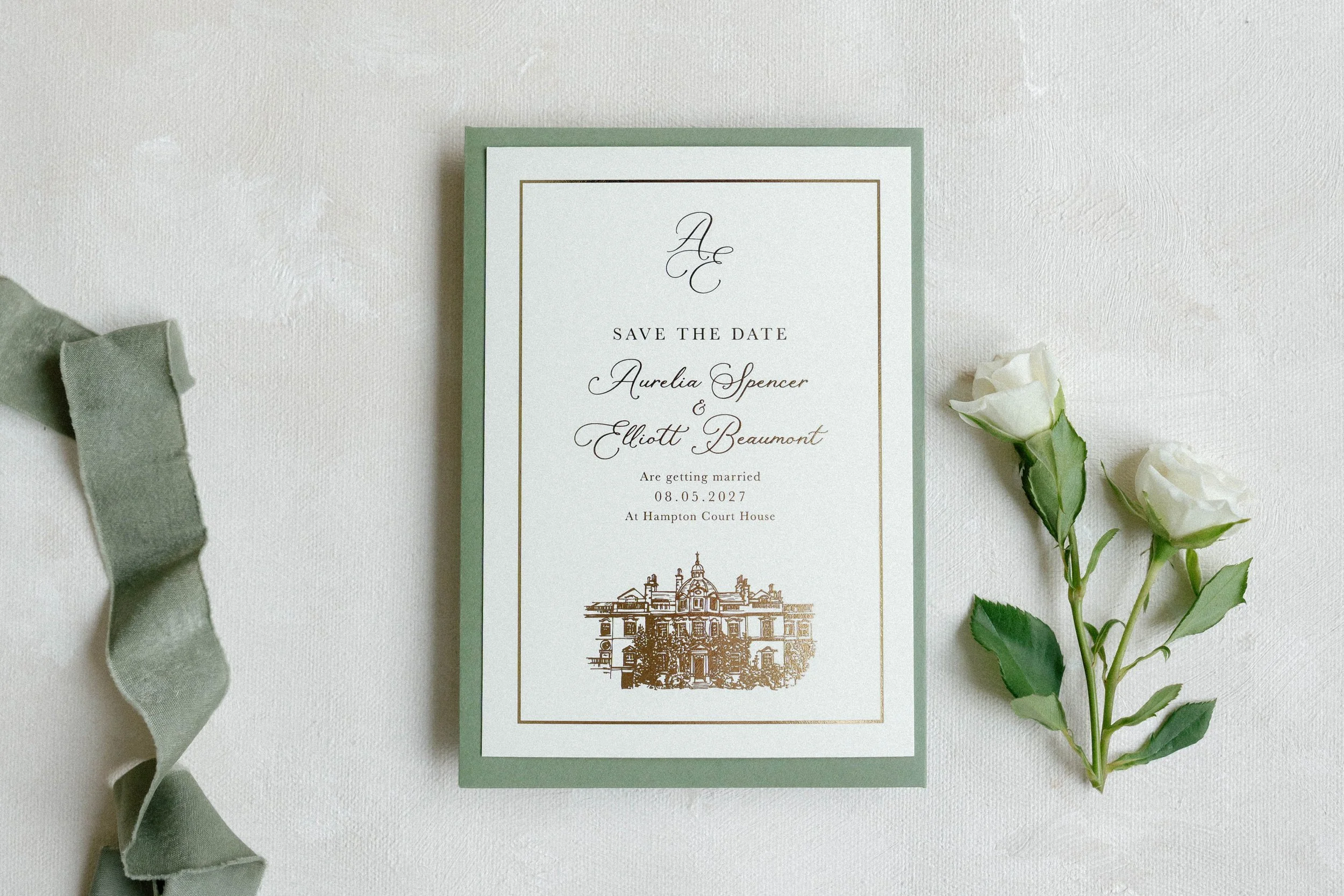 Polly Pickle Aurelia Gold Foil Wedding Save the Date