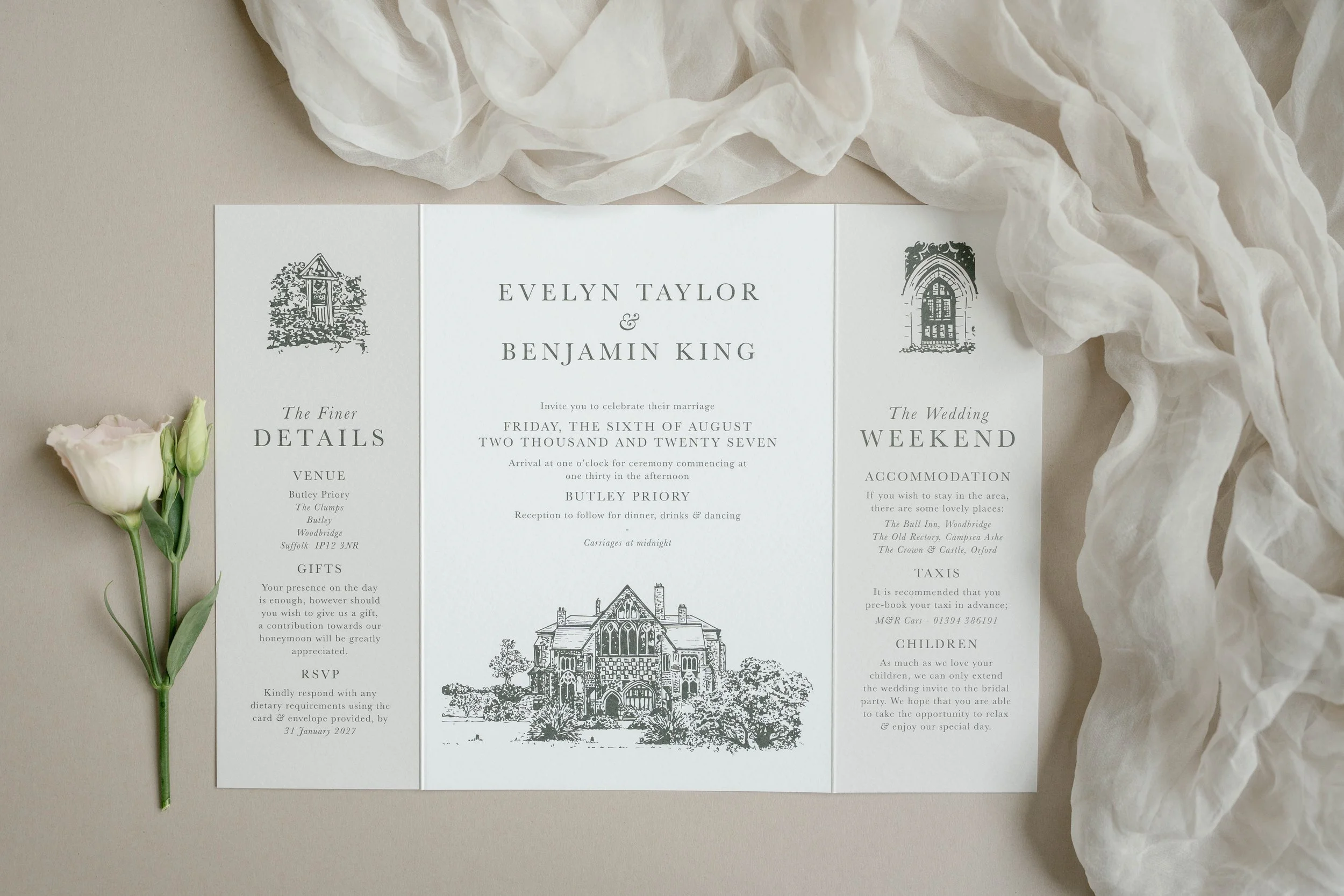 Polly Pickle Evelyn Wedding Gatefold Invitation Suite