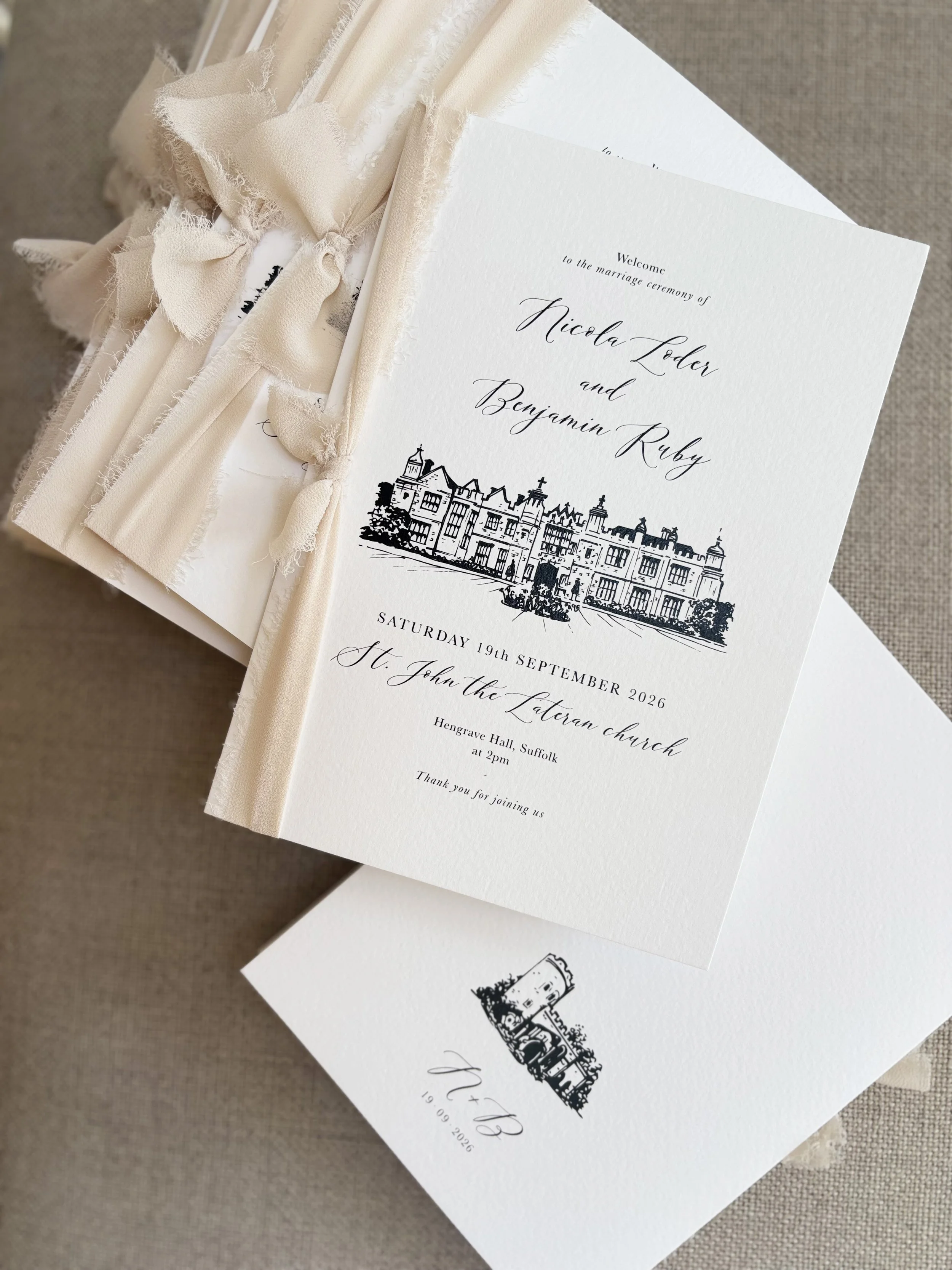Polly Pickle Bespoke Wedding Hengrave Hall Order of Service
