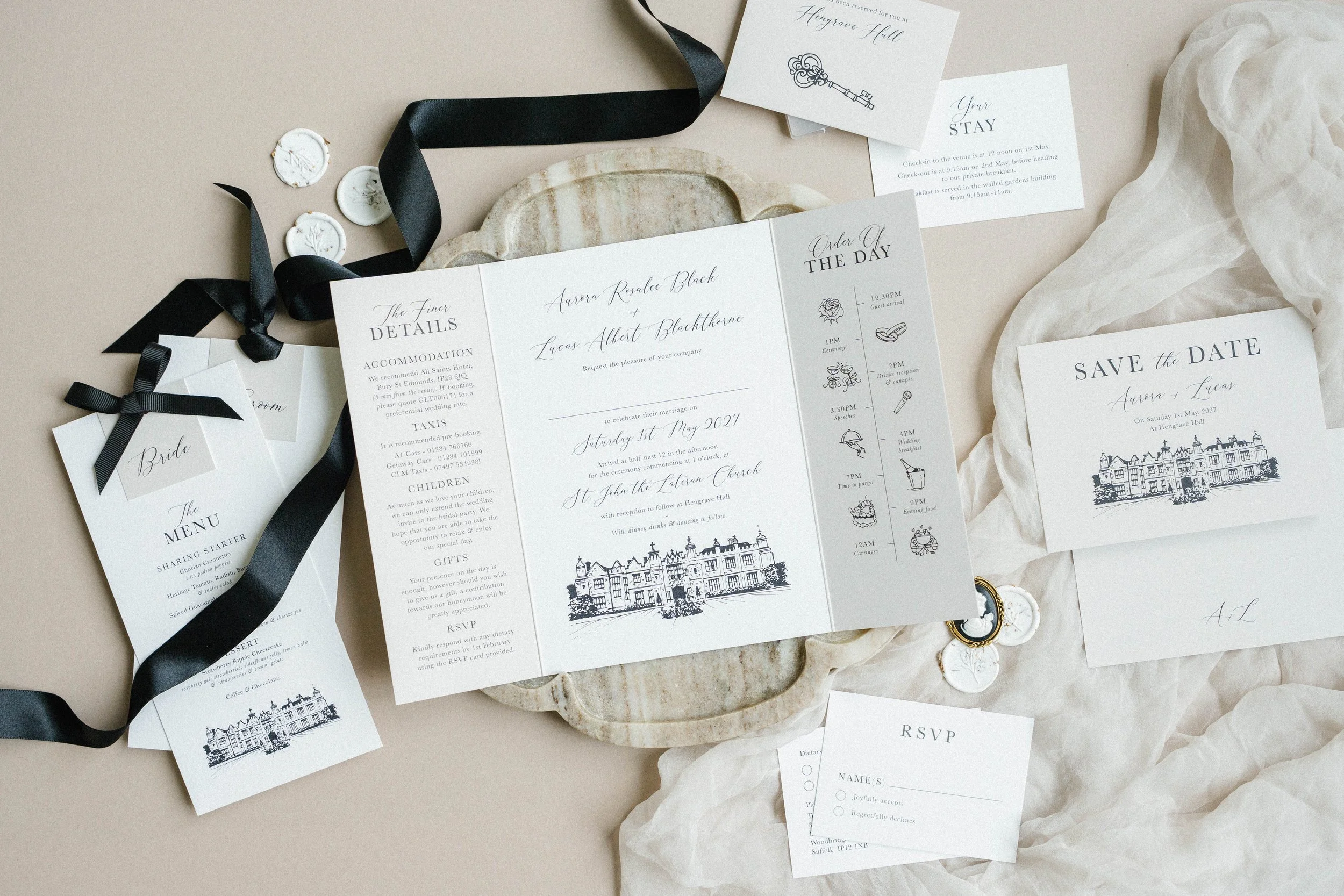 Polly Pickle Aurora Wedding Gatefold Invitation Suite