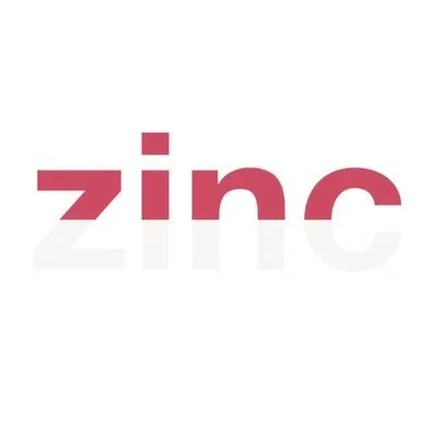 The word 'zinc' written in lowercase letters with a color gradient from red to gray.