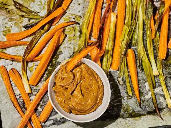 ofenkarotten mit erdnusssauce