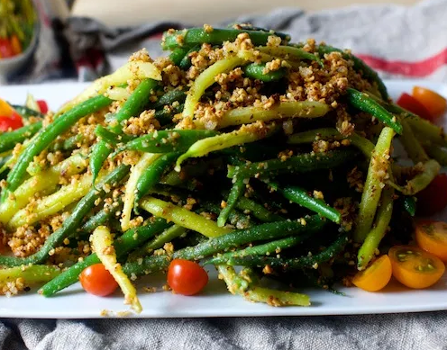 fisolen mit mandelpesto