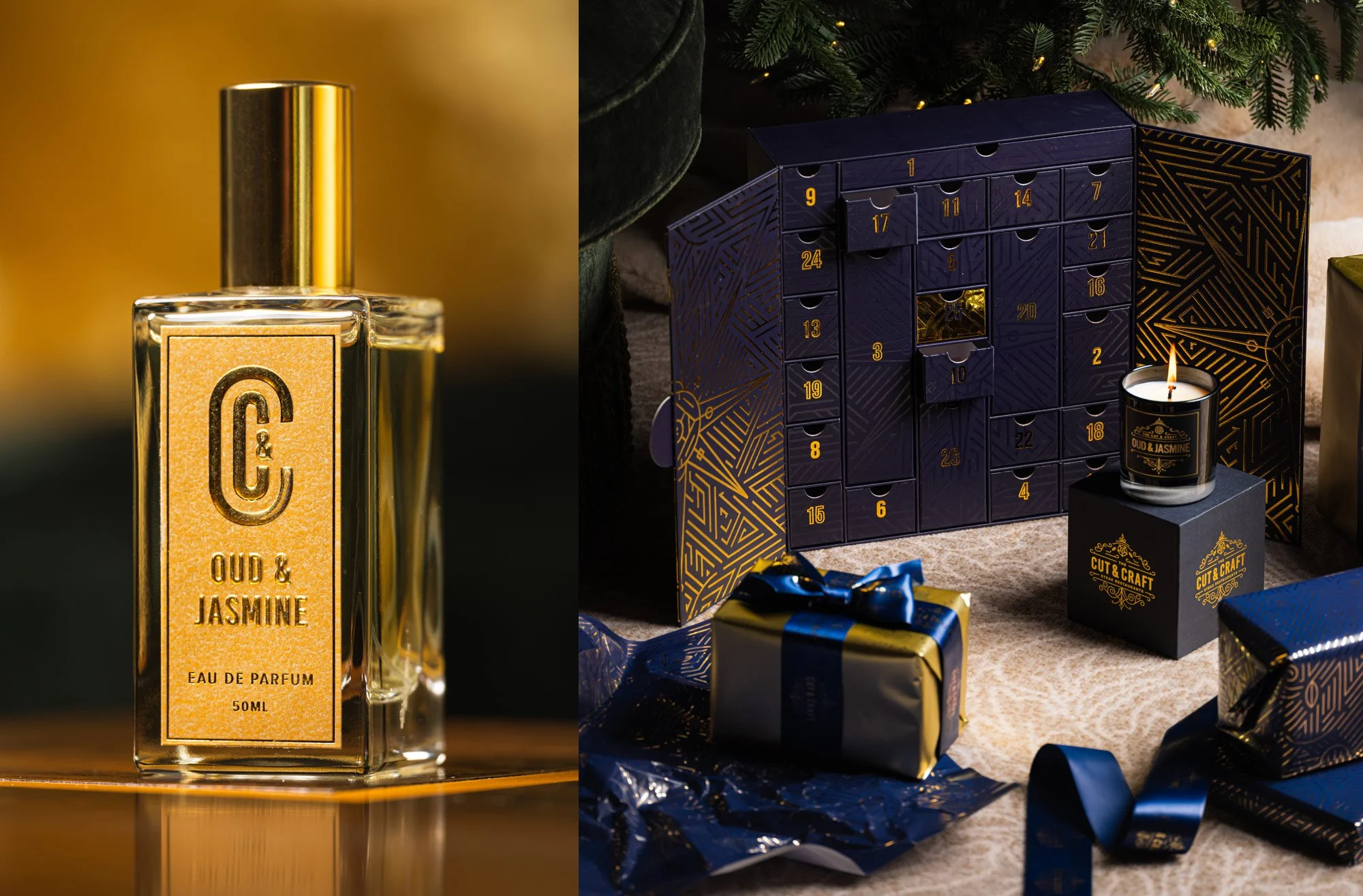 The Cut & Craft Luxury Perfume and Christmas Advent Calendar Packaging by Fitzpatrick Design