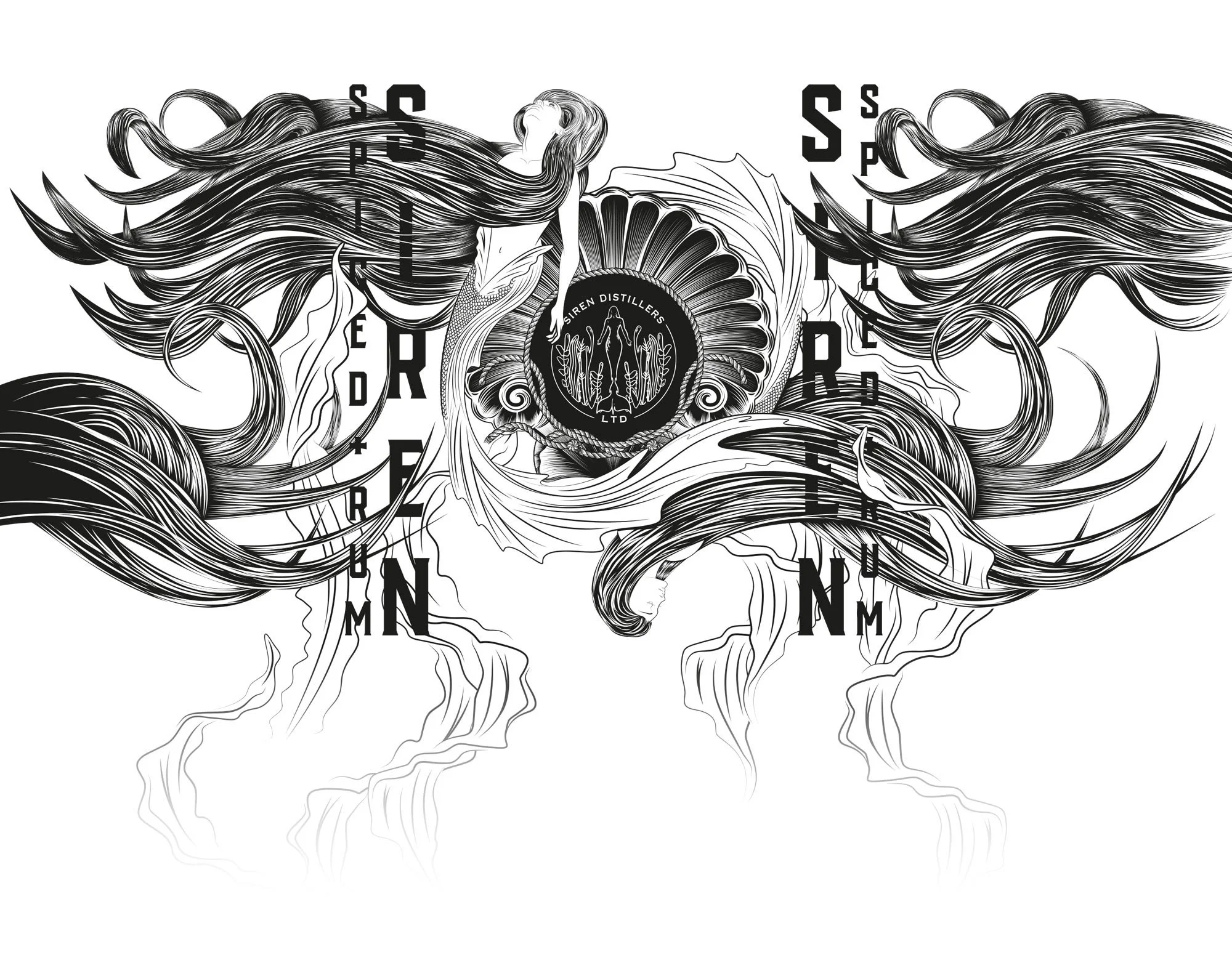 Siren Spiced Rum Illustration and Design