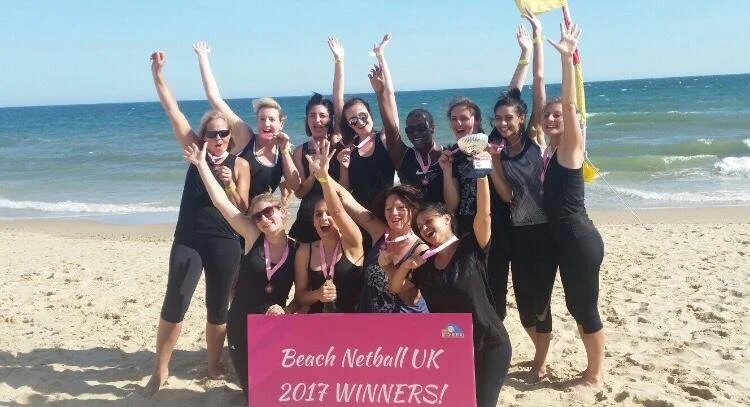 Inglis Netball Club players celebrating becoming Beach Netball 2017 Winners!