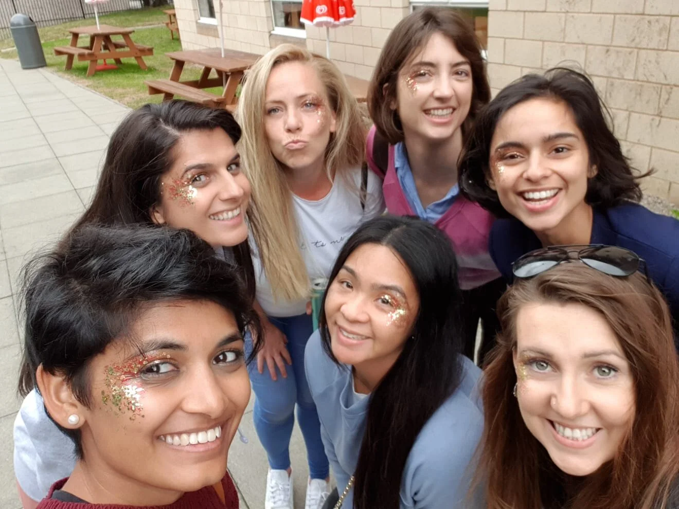 Inglis Netball Club players posing for a selfie at the Netball World Cup 2019 in Liverpool