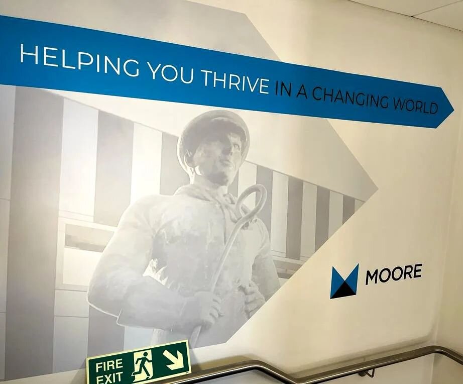 From my small screen to the office walls - The branded wall art looks fabulous in @mooreeastmids Corby office.

#branding #brandedwall #corby #mooreuk #freelancegraphicdesigner