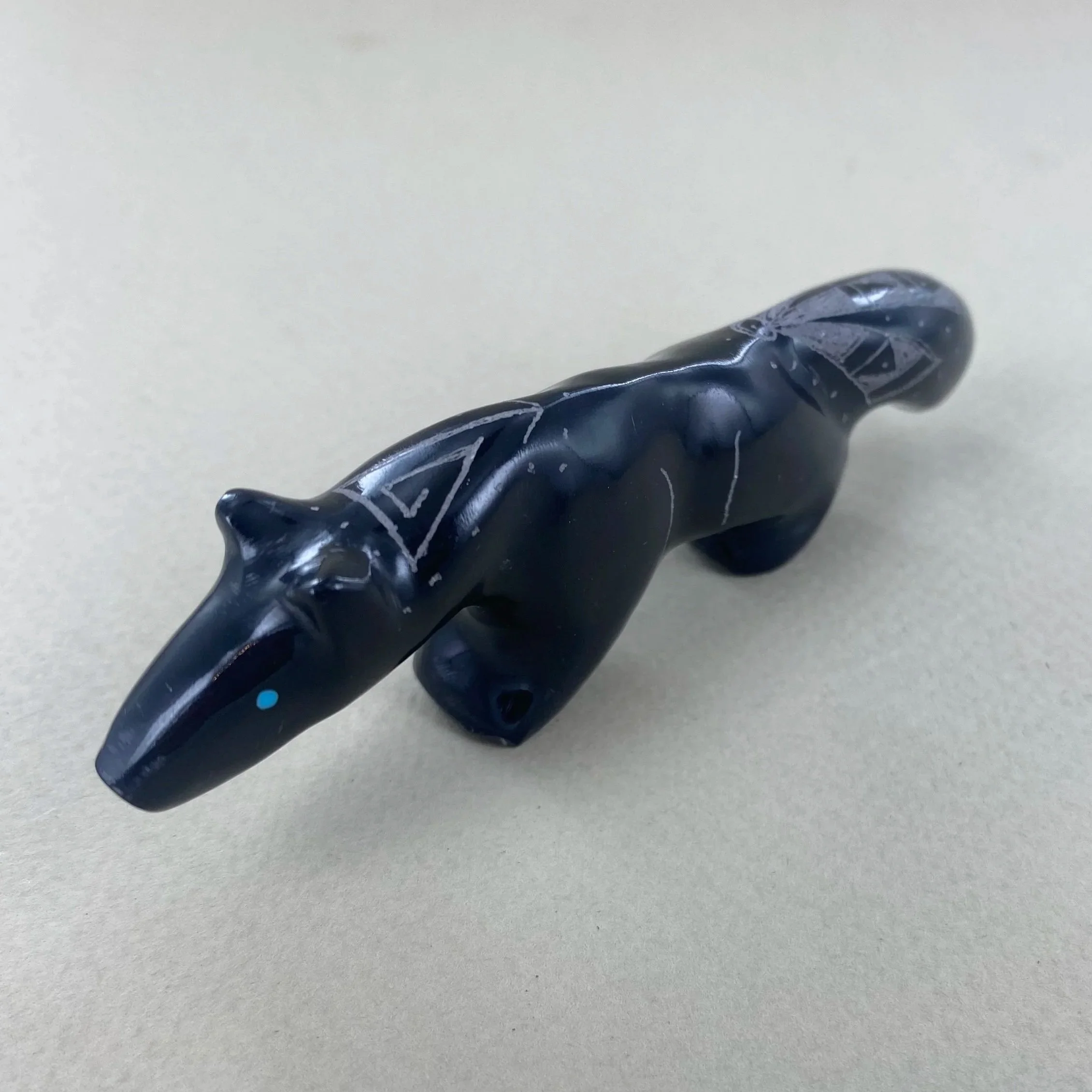 Black Onyx Wolf Fetish Carving by Garrick Acque