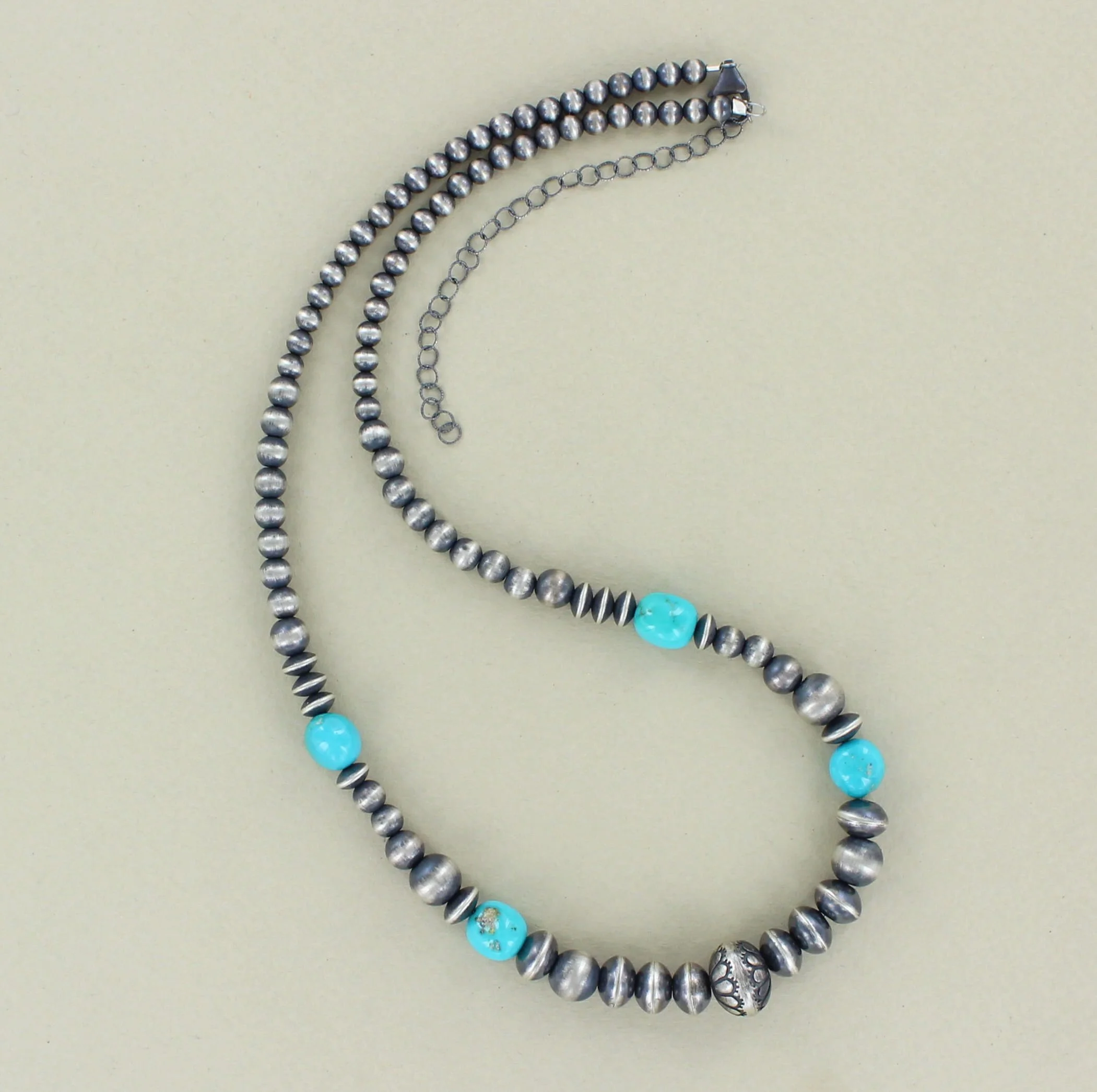 18" Navajo Pearl Necklace with Sleeping Beauty Turquoise Beads